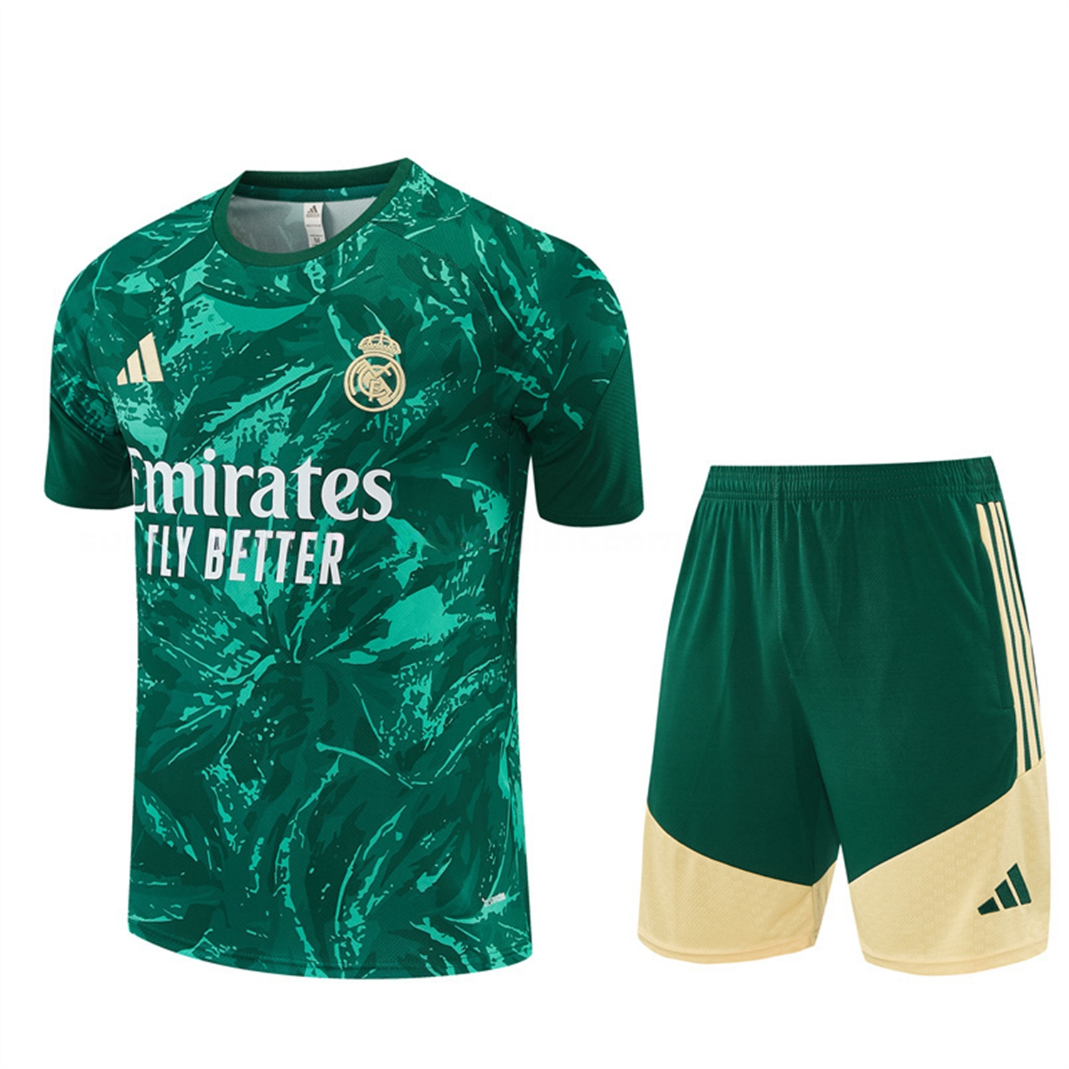 Real Madrid 26-27 Short-Sleeve Training Set - Green Camouflage Top & Green Shorts - JerseysGala