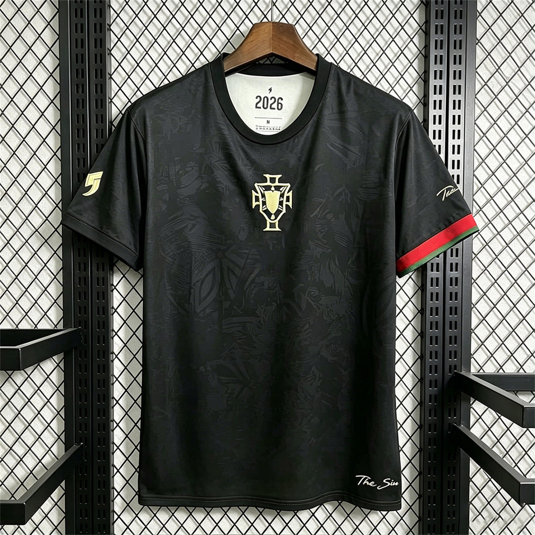 Portugal 2026 Black With Subtle Pattern Special Jersey - Fans Version - JerseysGala