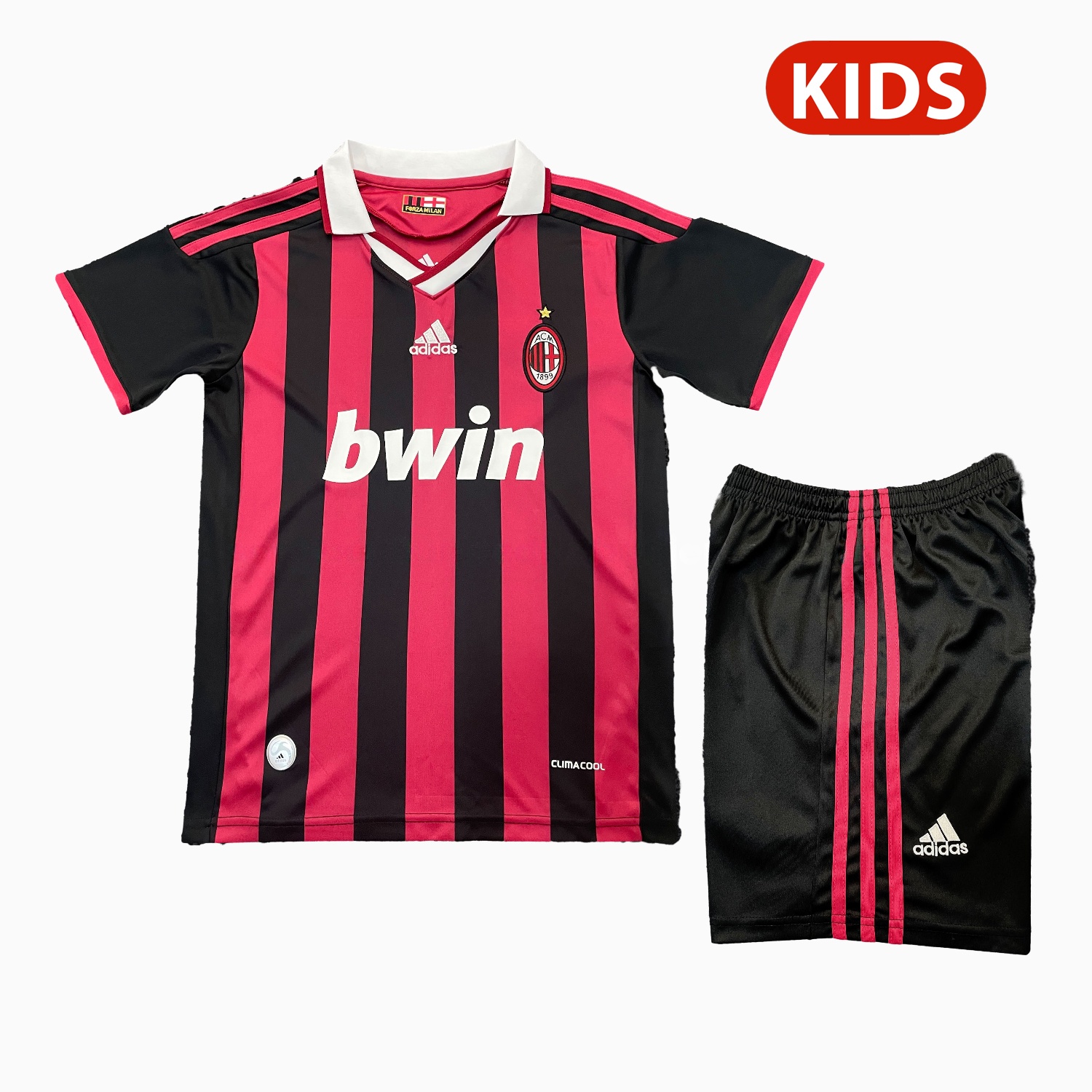 Retro AC Milan 2009-10 Home Red Kids Kit - JerseysGala
