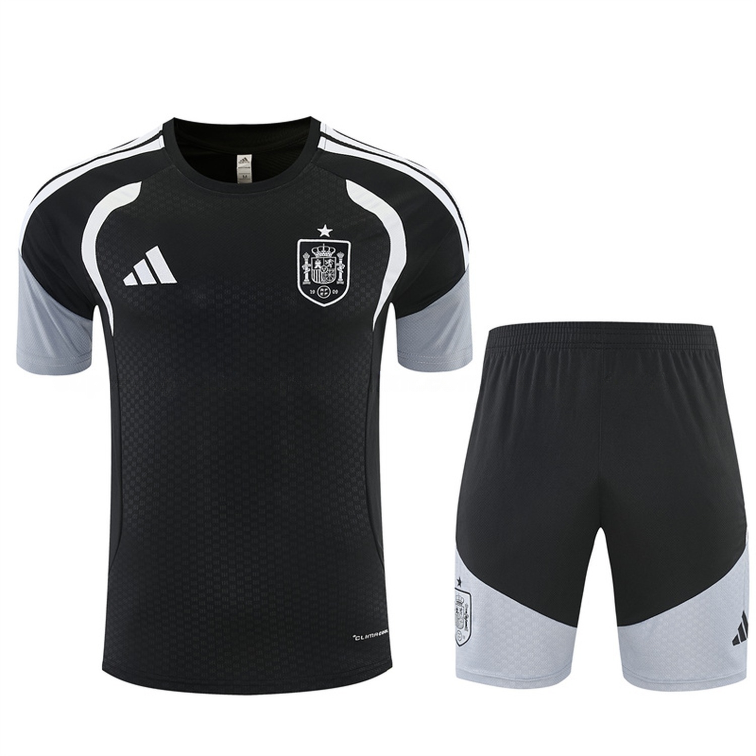 Spain 2026 Short-Sleeve Training Set - Black Top & Black Shorts - JerseysGala