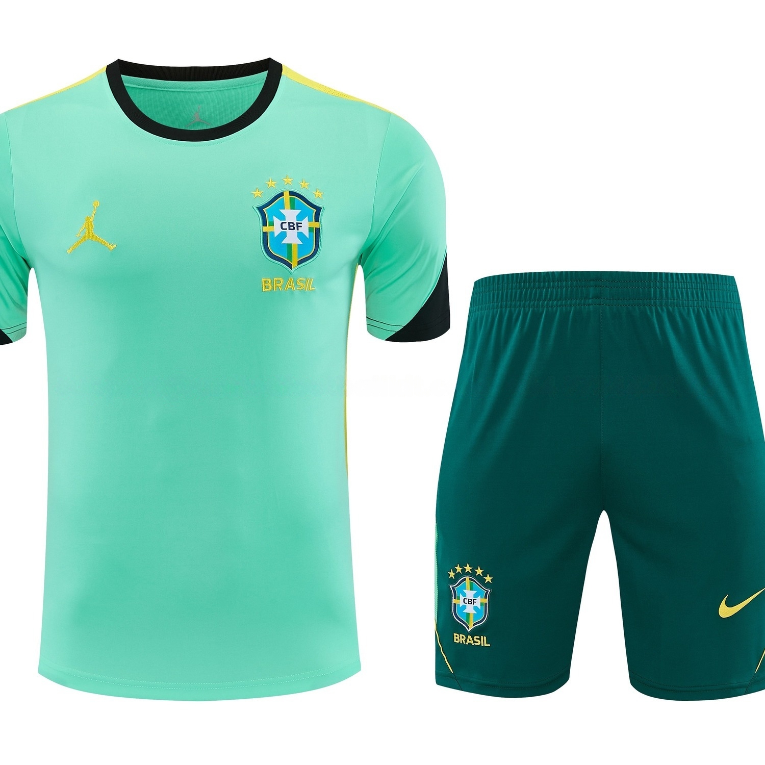 Brazil 2026 Short-Sleeve Training Set - Green Top & Dark Green Shorts - JerseysGala
