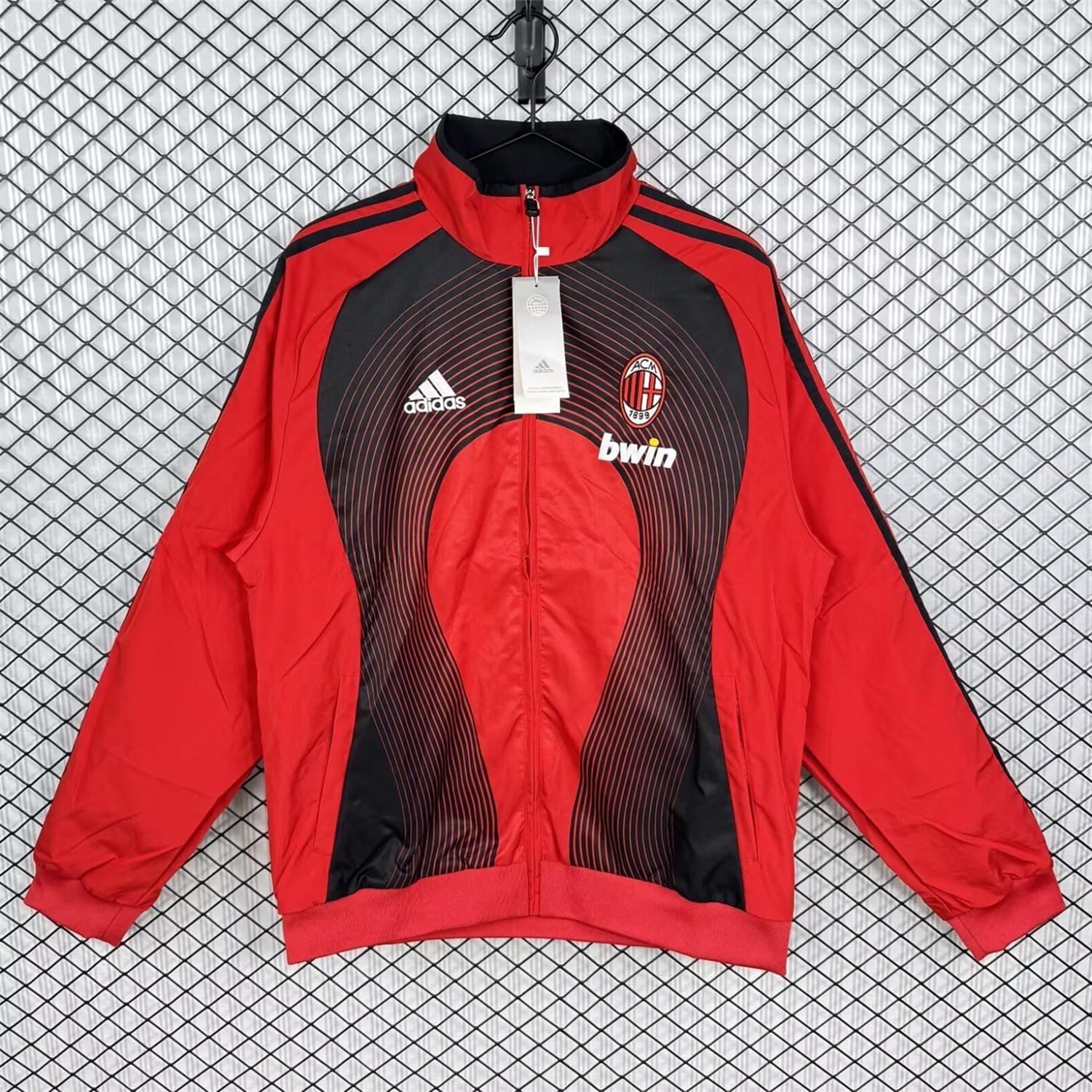 Retro AC Milan 2006-07 Home Windbreaker Jacket - Red With Black - JerseysGala