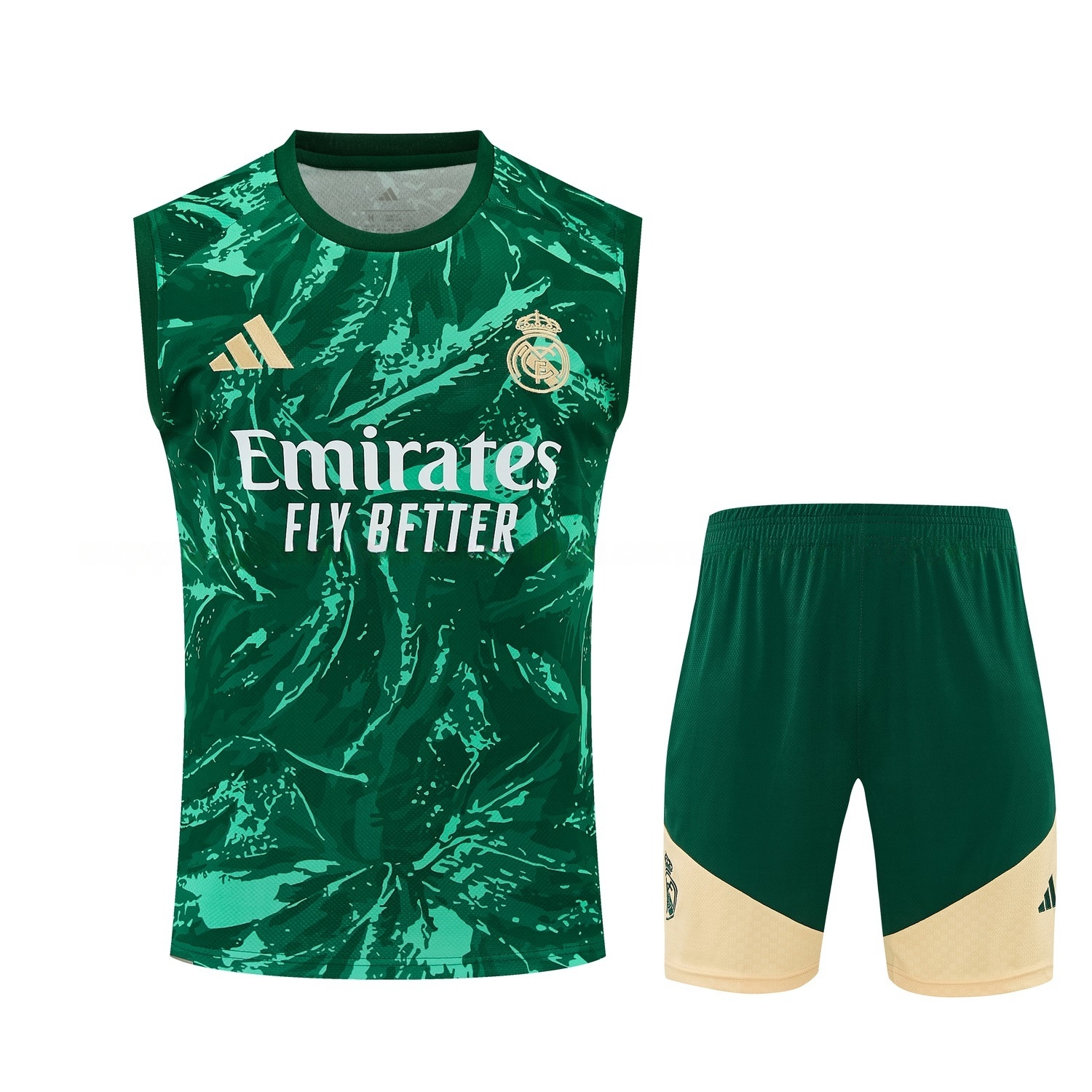 Real Madrid 26-27 Vest Training Set - Green Camouflage Vest and Green Shorts - JerseysGala