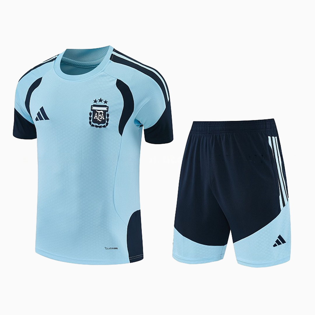 Argentina 2026 Short-Sleeve Training Set - Light Blue Top & Dark Blue Pants - JerseysGala