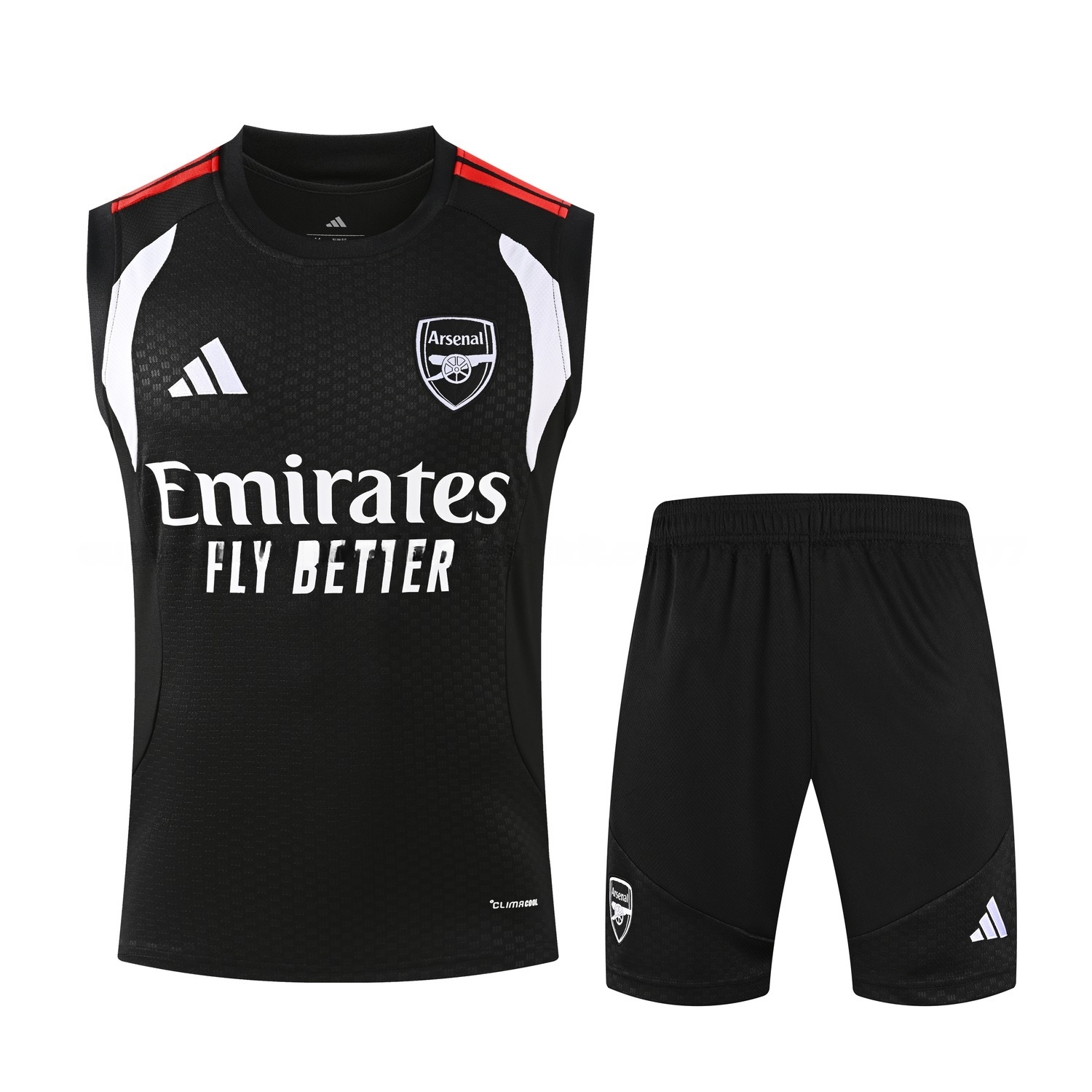 Arsenal 26-27 Vest Training Set - Black With White Vest and Shorts - JerseysGala
