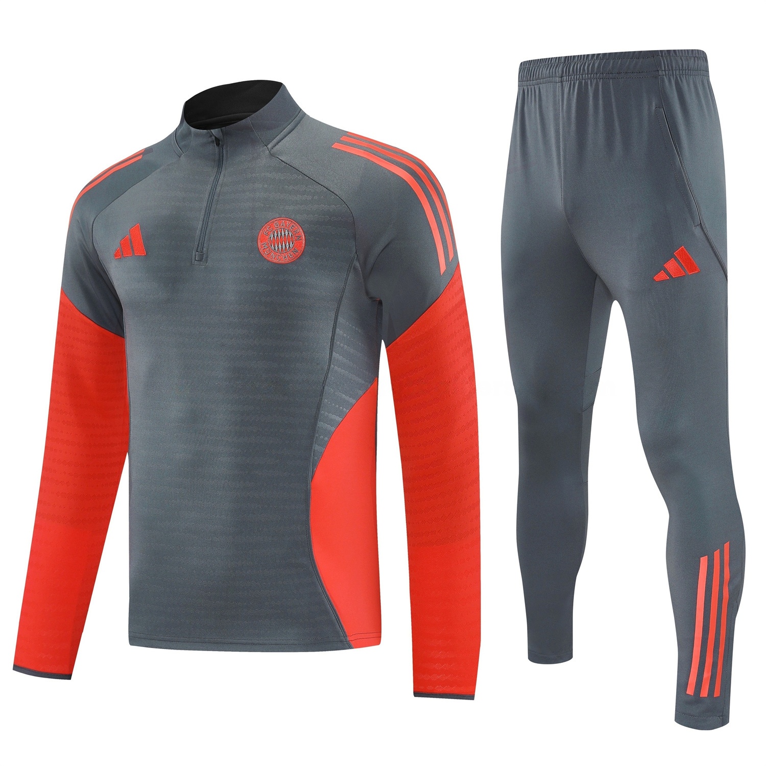 Bayern Munich 25-26 Long Sleeves Training Set - Dark Grey And Red Top & Pants - JerseysGala
