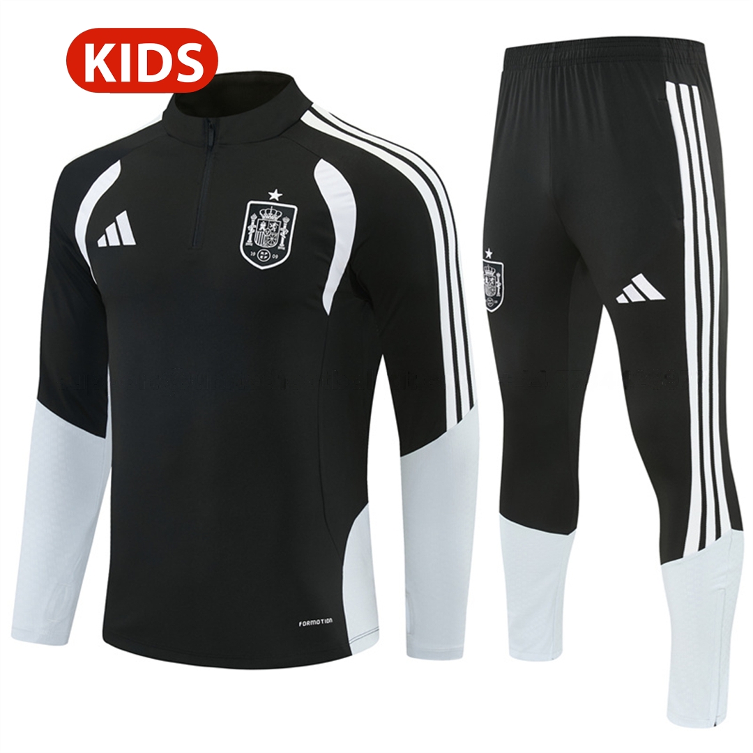 Spain 2026 Long Sleeve Training Set - Black Top & Black Pants - JerseysGala