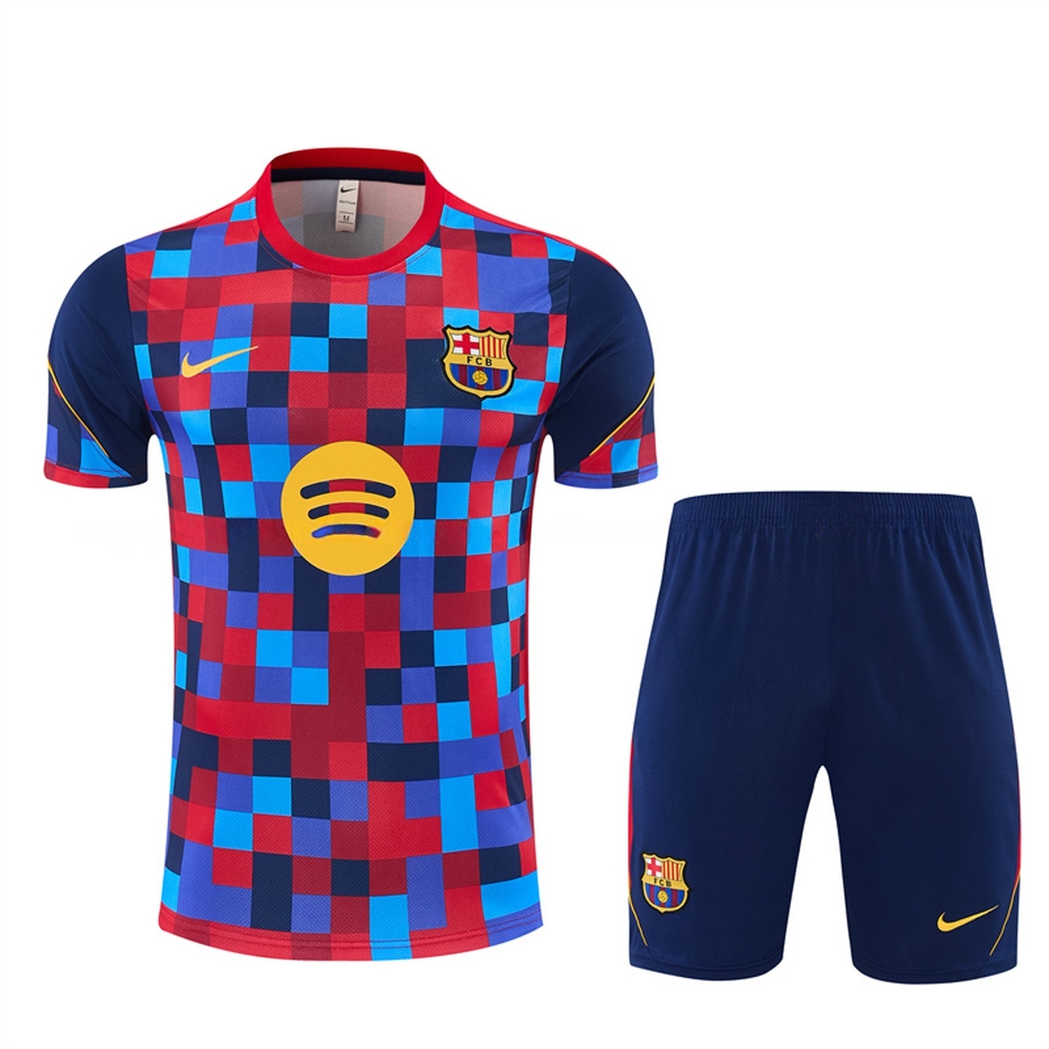 Barcelona 26-27 Camouflage Short-Sleeve Training Set - Camouflage Top & Deep Blue Shorts - JerseysGala