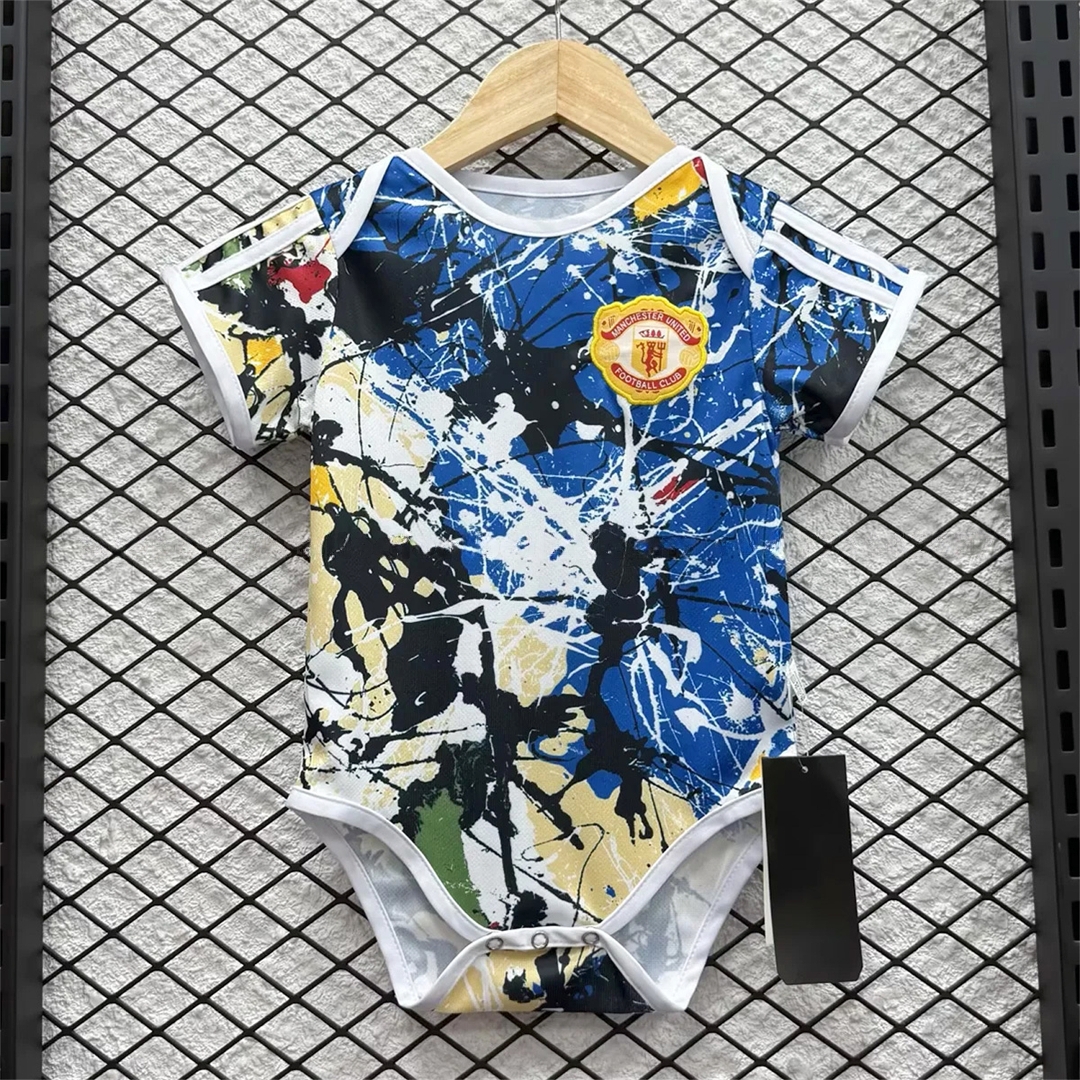 Manchester United 25-26 Stone Roses Special Baby Crawling Suit - JerseysGala