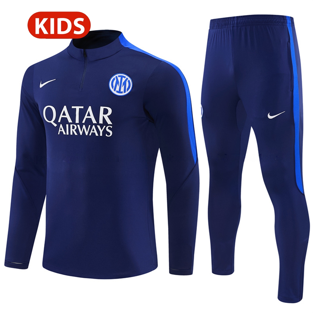 Inter Milan 26-27 Kids Long Sleeve Training Set - Royal Blue Top & Royal Blue Pants - JerseysGala