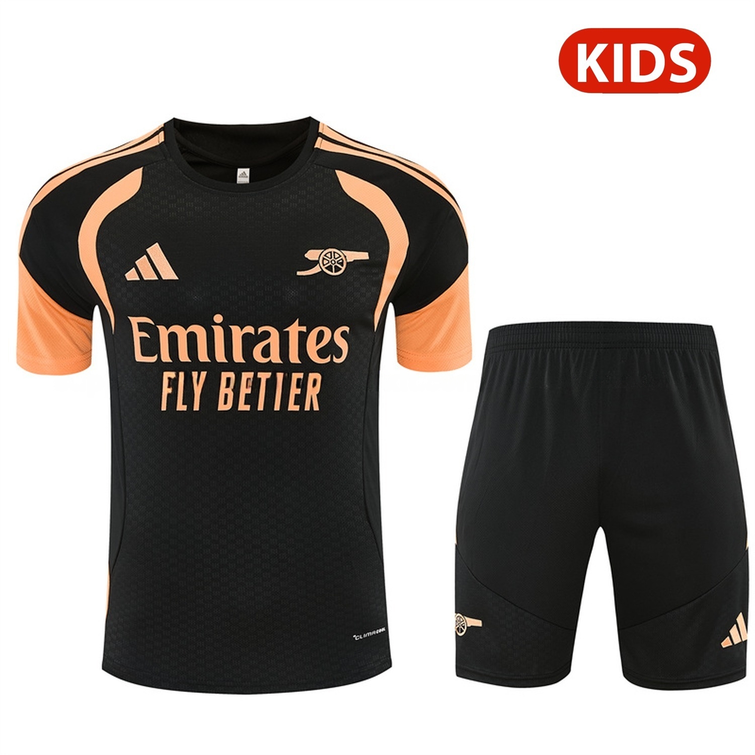 Arsenal 26-27 Kids Short-Sleeve Training Set - Black Top & Black Shorts - JerseysGala