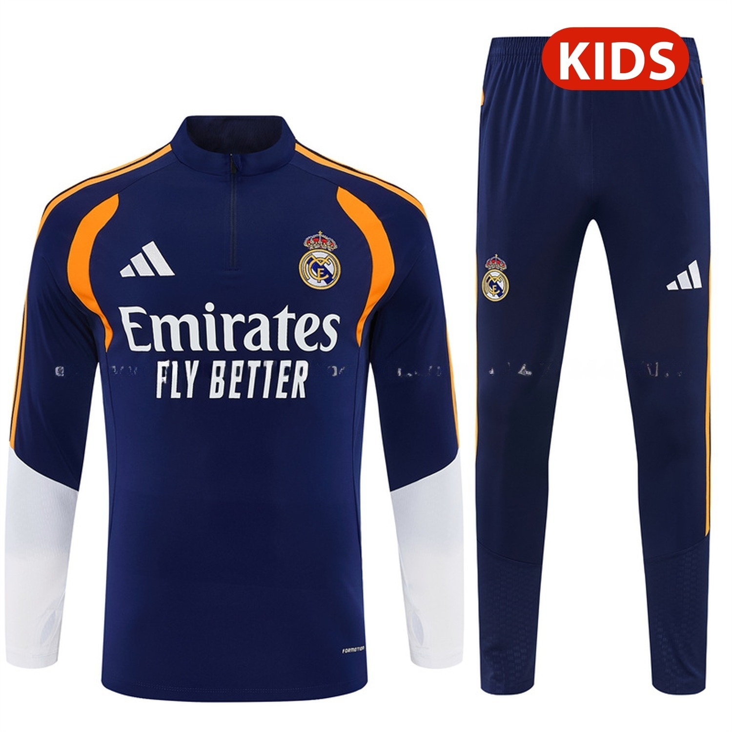 Real Madrid 26-27 Kids Long Sleeve Training Set - Deep Blue Top & Deep Blue Pants - JerseysGala