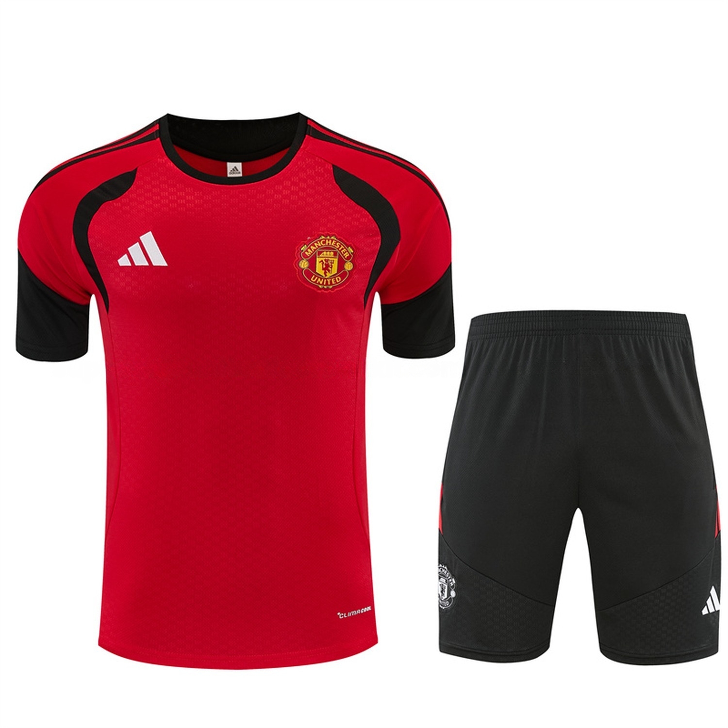 Manchester United 26-27 Short-Sleeve Training Set - Red Top & Black Shorts - JerseysGala