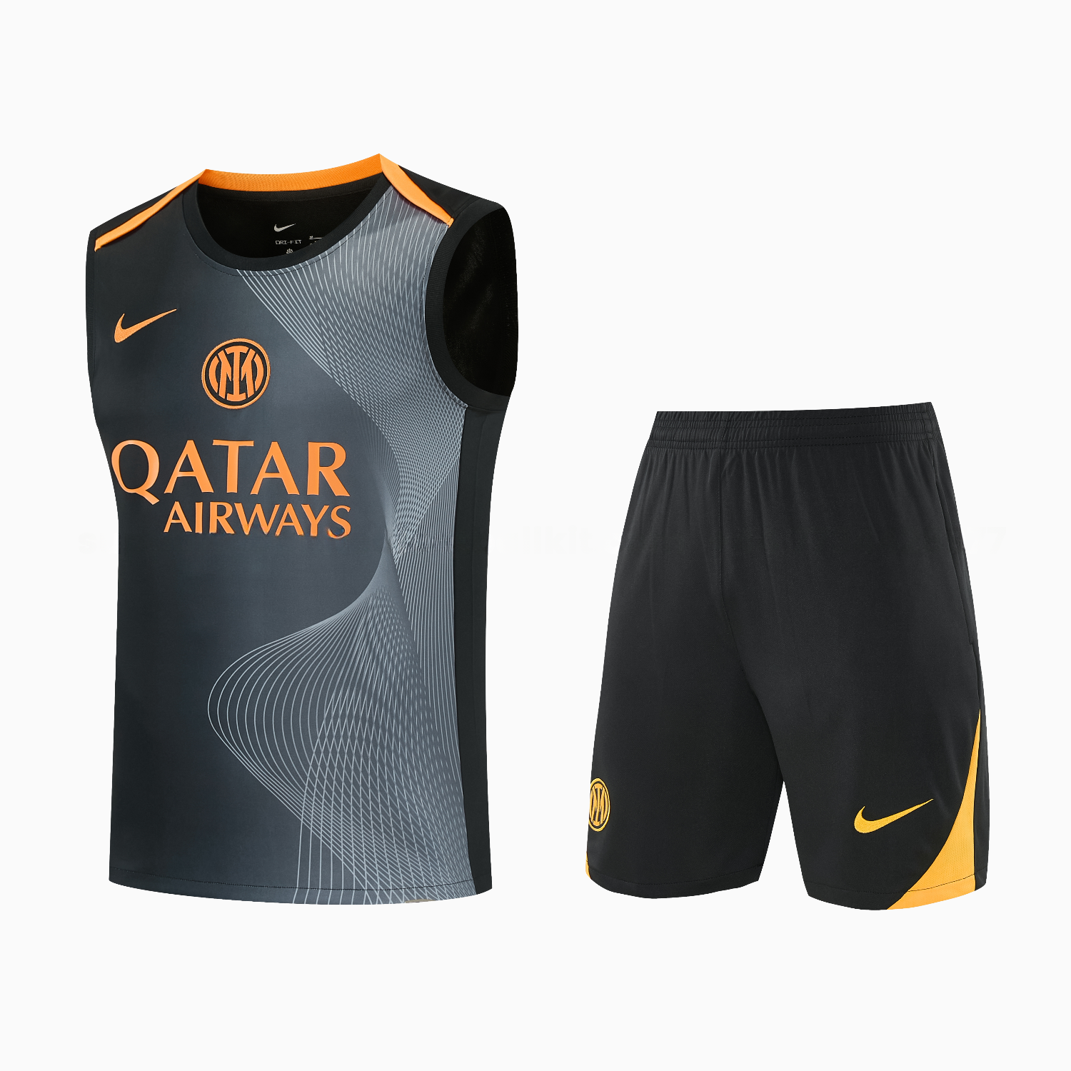 Inter Milan 25-26 Vest Training Set - Black And Grey Top & Pants - JerseysGala