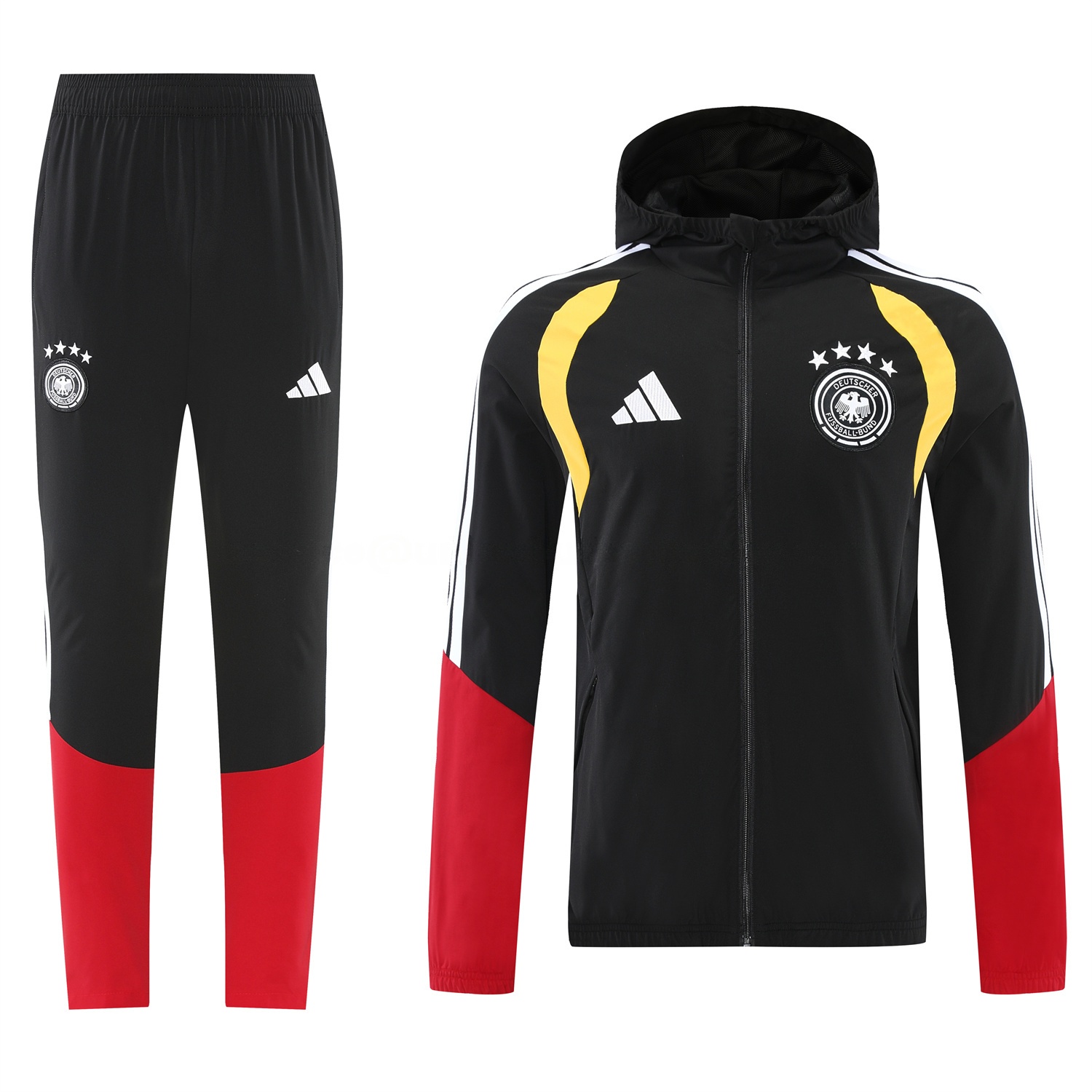 Germany 2026 Hooded Windbreaker Training Set - Black Red Top and Pants - JerseysGala