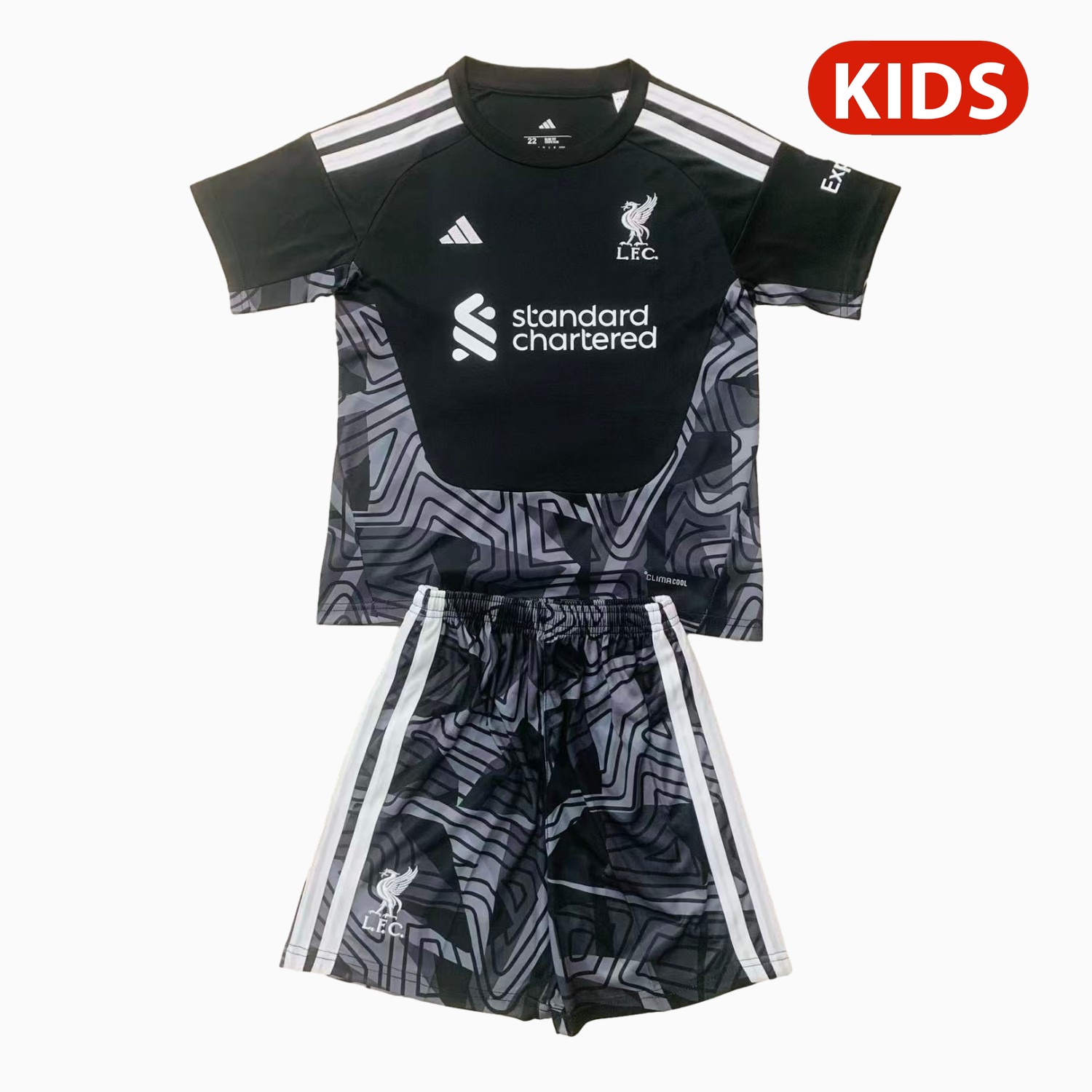 Liver.pool 26-27 Black Goalkeeper Kids Kit - JerseysGala