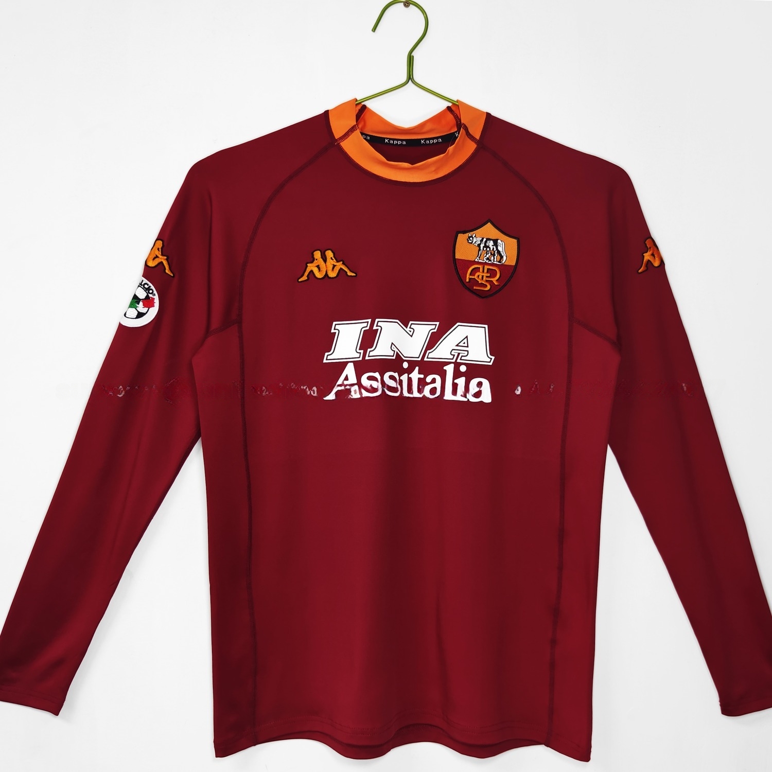 Retro AS Roma 2001-02 Home Long Sleeves Jersey - JerseysGala