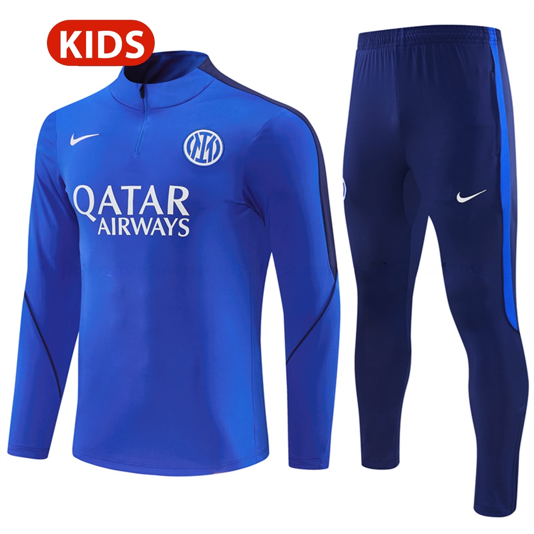 Inter Milan 26-27 Kids Long Sleeve Training Set - Blue Top & Royal Blue Pants - JerseysGala