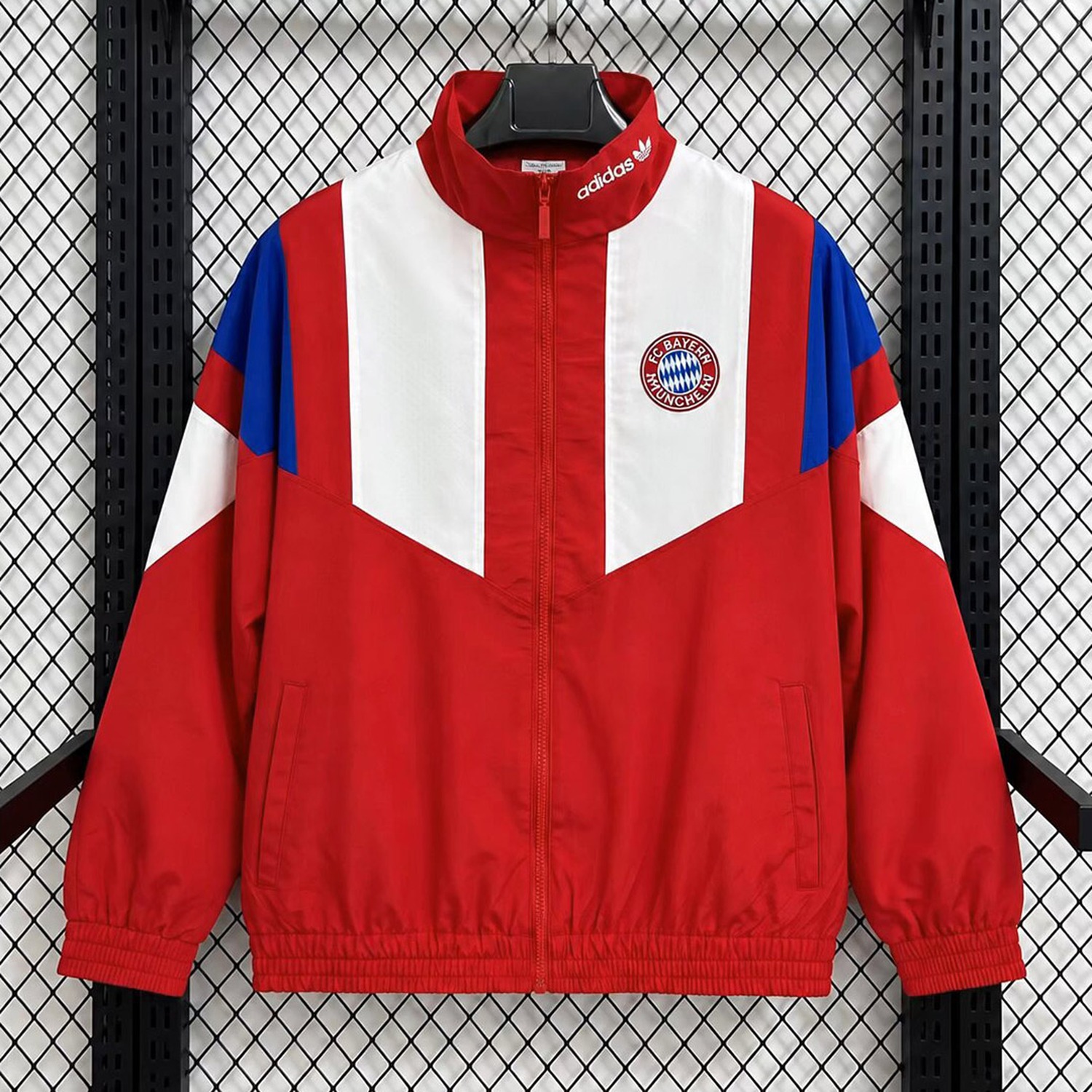 Bayern Munich 26-27 EQT Red White Blue Windbreaker Jacket - JerseysGala