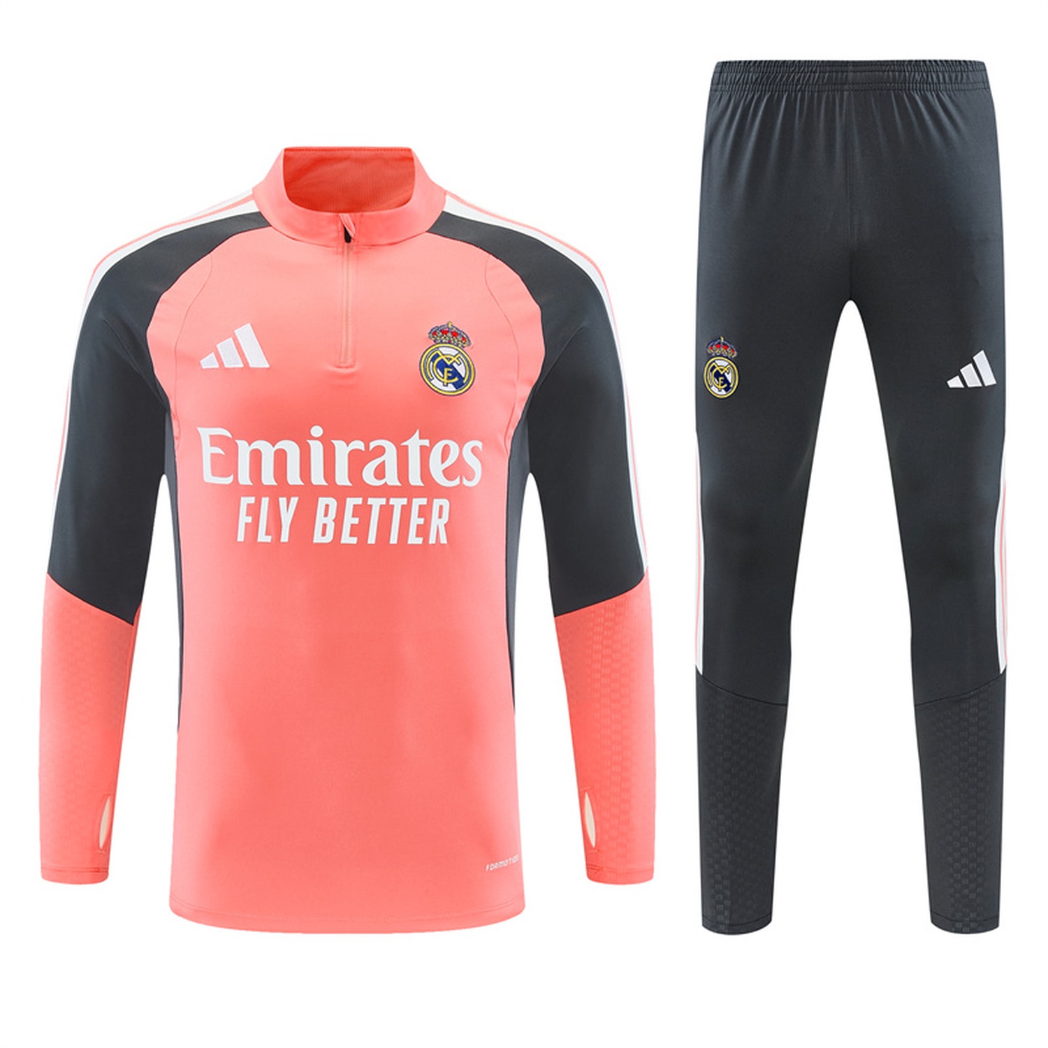 Real Madrid 26-27 Long Sleeve Training Set - Pink Top & Deep Grey Pants - JerseysGala