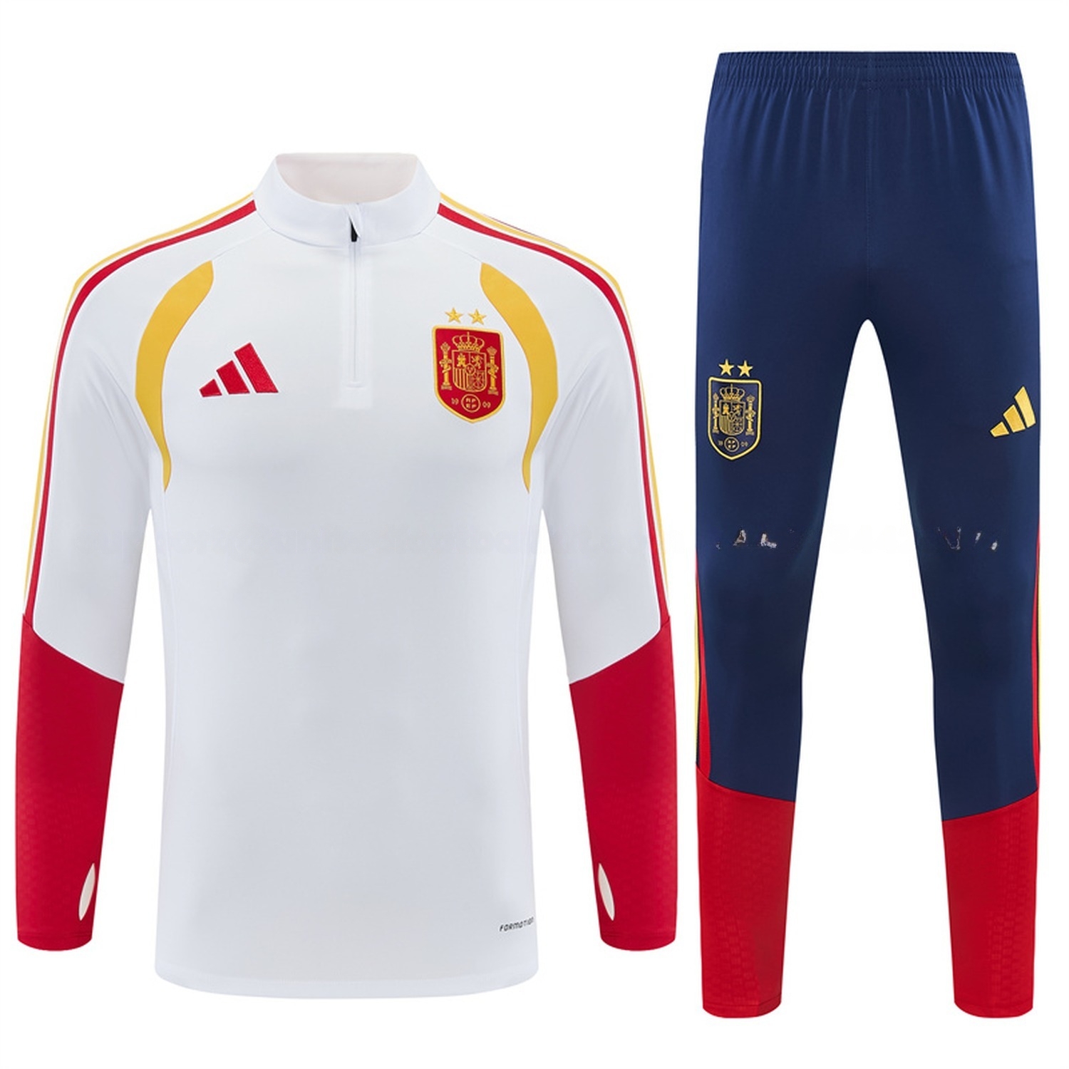 Spain 2026 Long Sleeve Training Set - White Top & Deep Blue Pants - JerseysGala