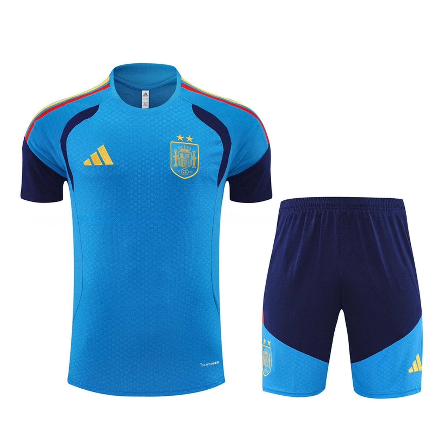 Spain 2026 Short-Sleeve Training Set - Lake Blue Top & Deep Blue Shorts - JerseysGala