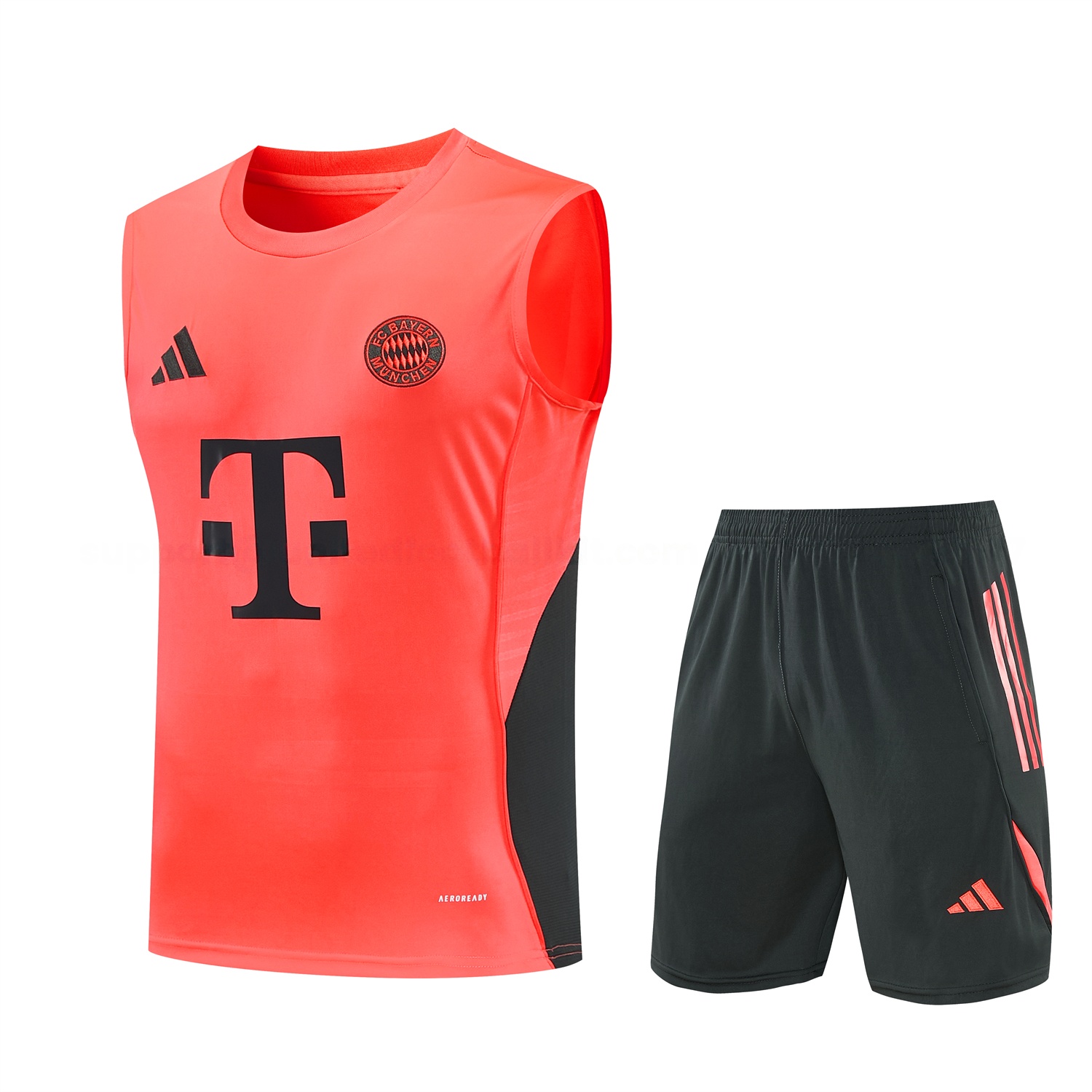 Bayern Munich 25-26 Vest Training Set - Coral With Black Accents Top & Black With Coral Accents Pants - JerseysGala