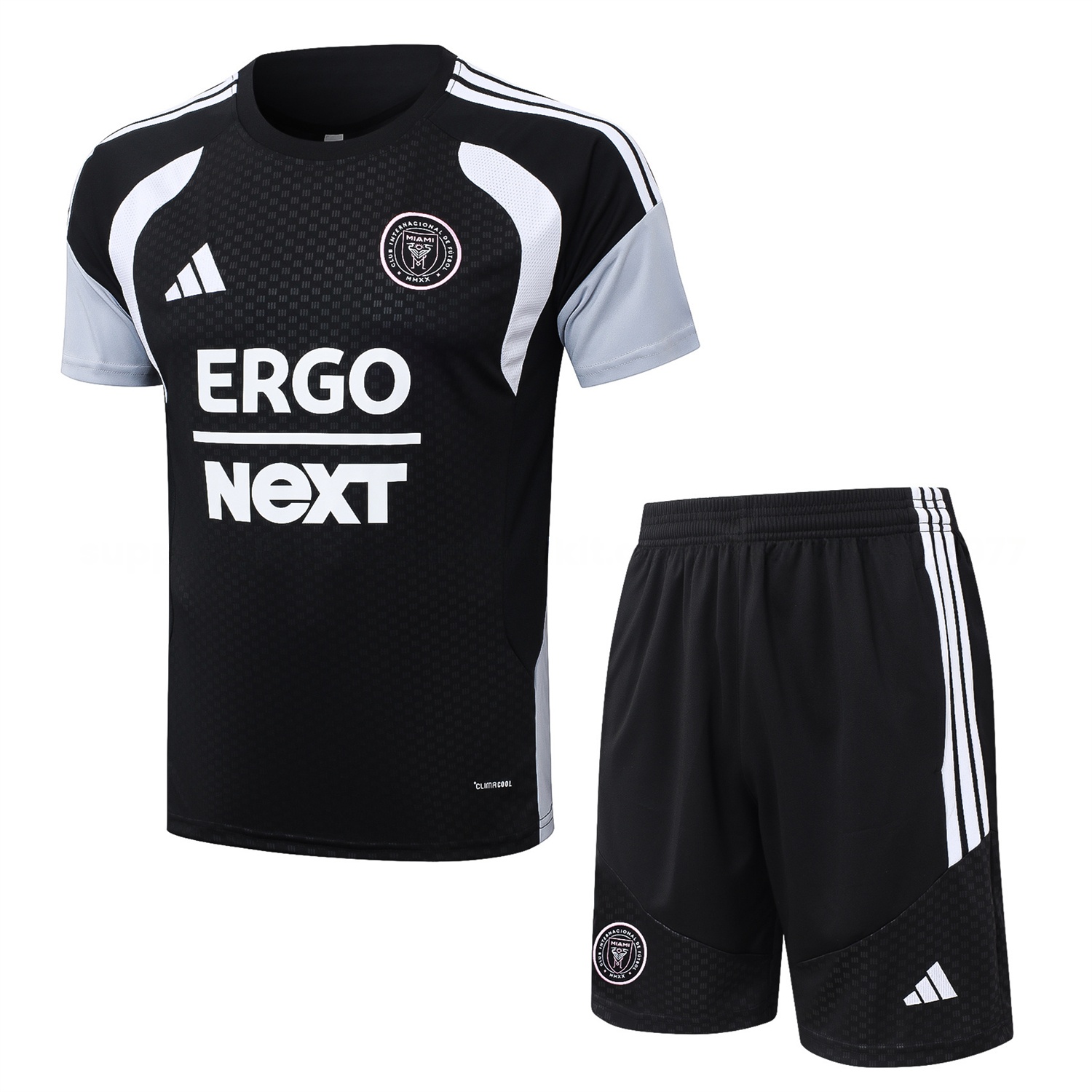 INT M.A.M 26-27 Short-Sleeve Training Set - Black With White Top & Pink Shorts - JerseysGala