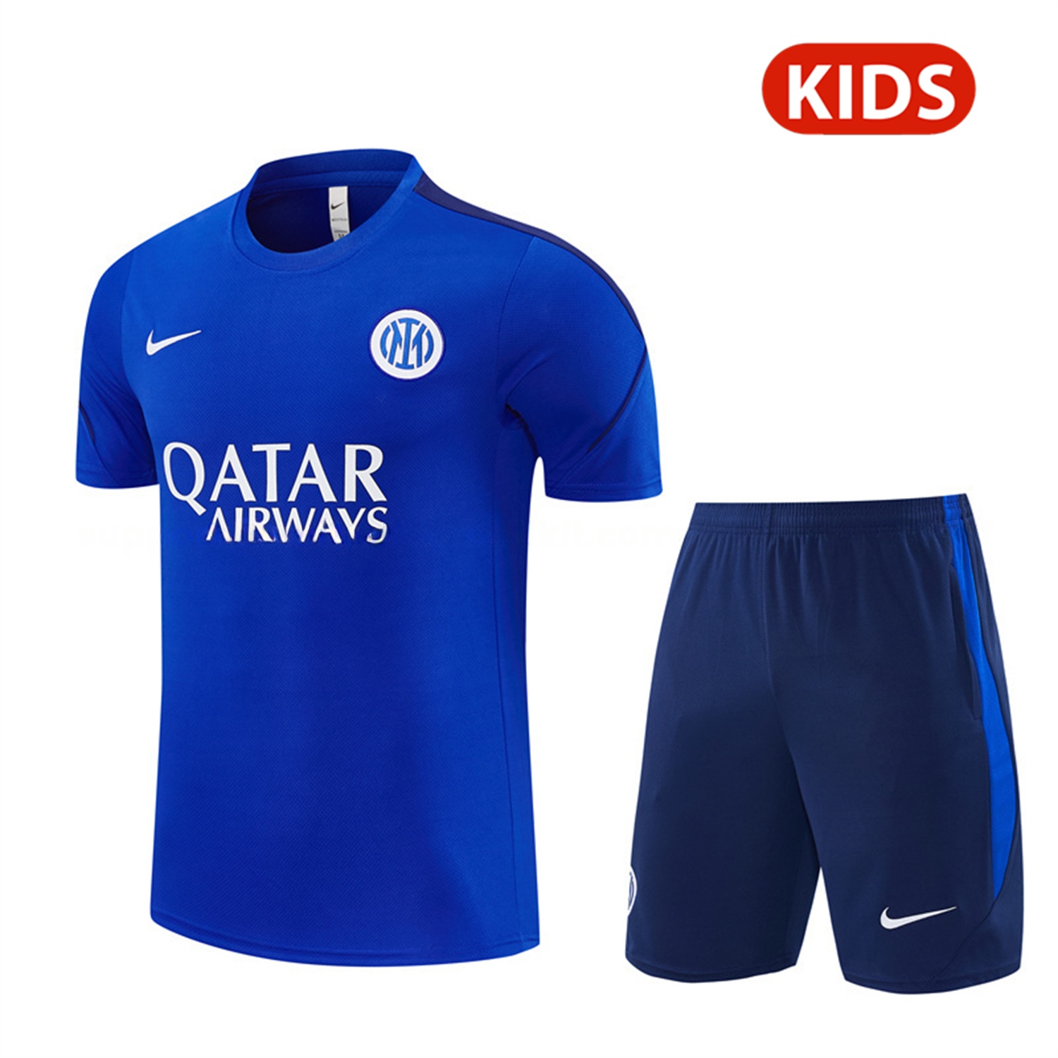 Inter Milan 26-27 Short-Sleeve Kids Training Set - Ocean Blue Top & Deep Blue Shorts - JerseysGala
