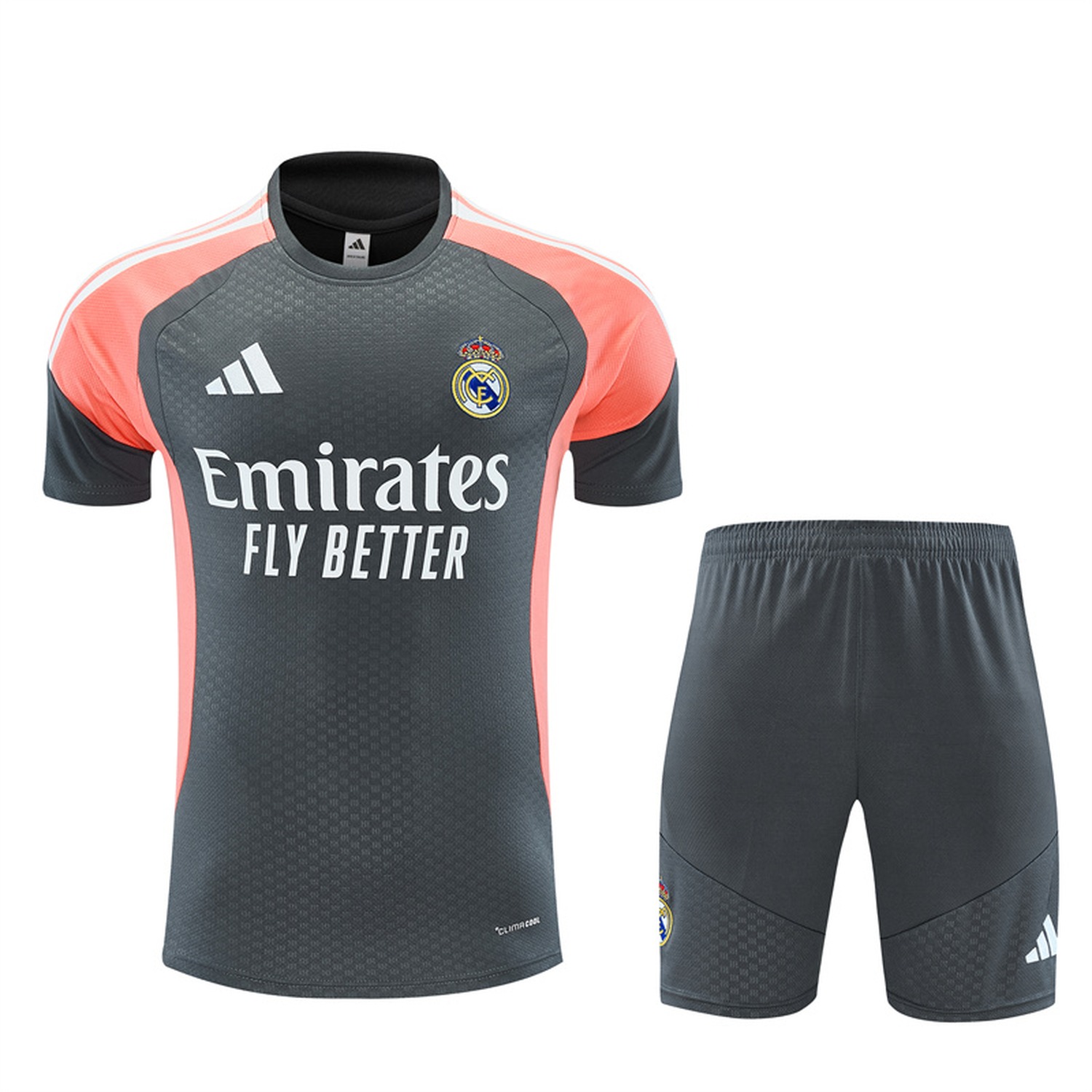 Real Madrid 26-27 Short-Sleeve Training Set - Deep Grey Top & Deep Grey Shorts - JerseysGala