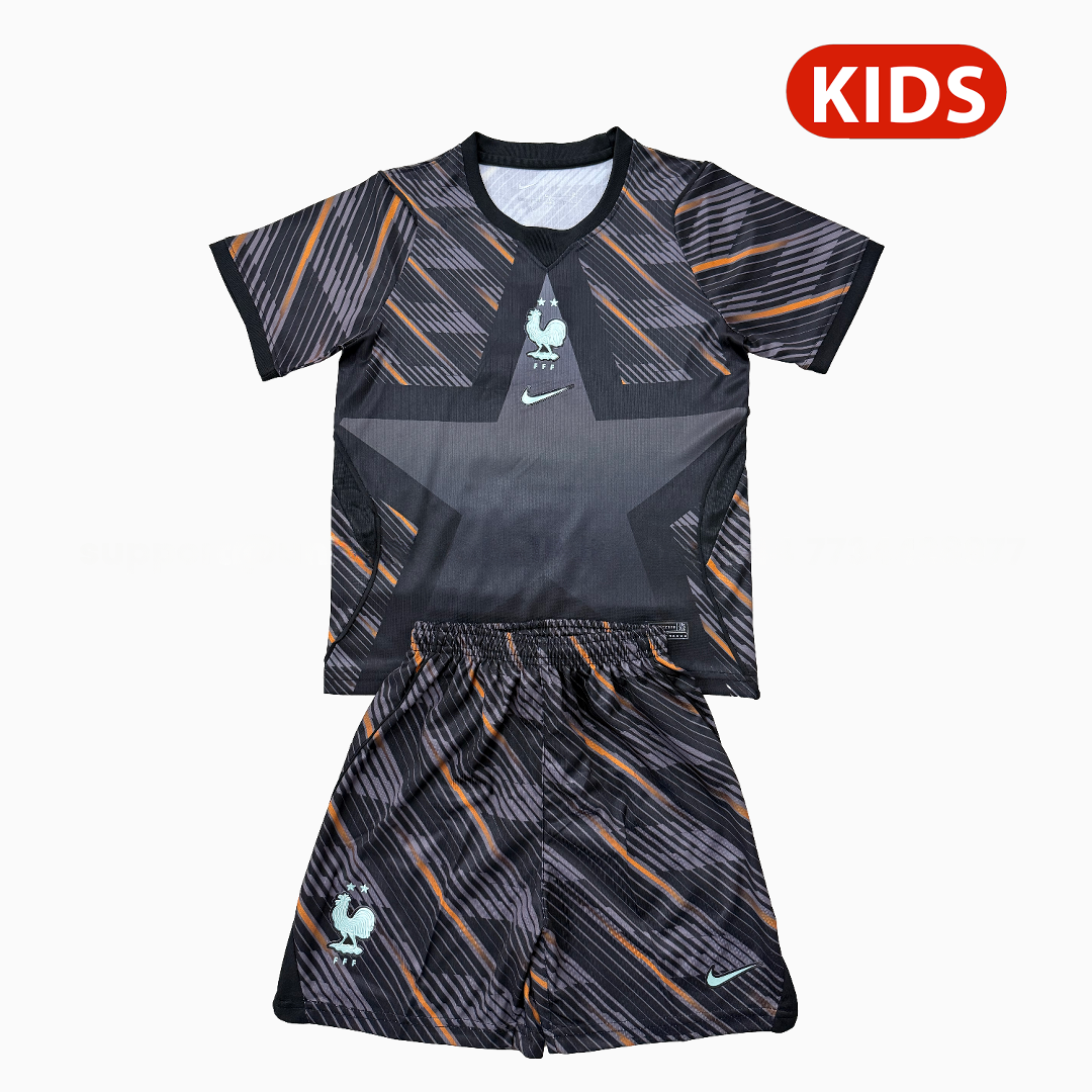 France 2026 Goalkeeper Black Kids Kit - JerseysGala