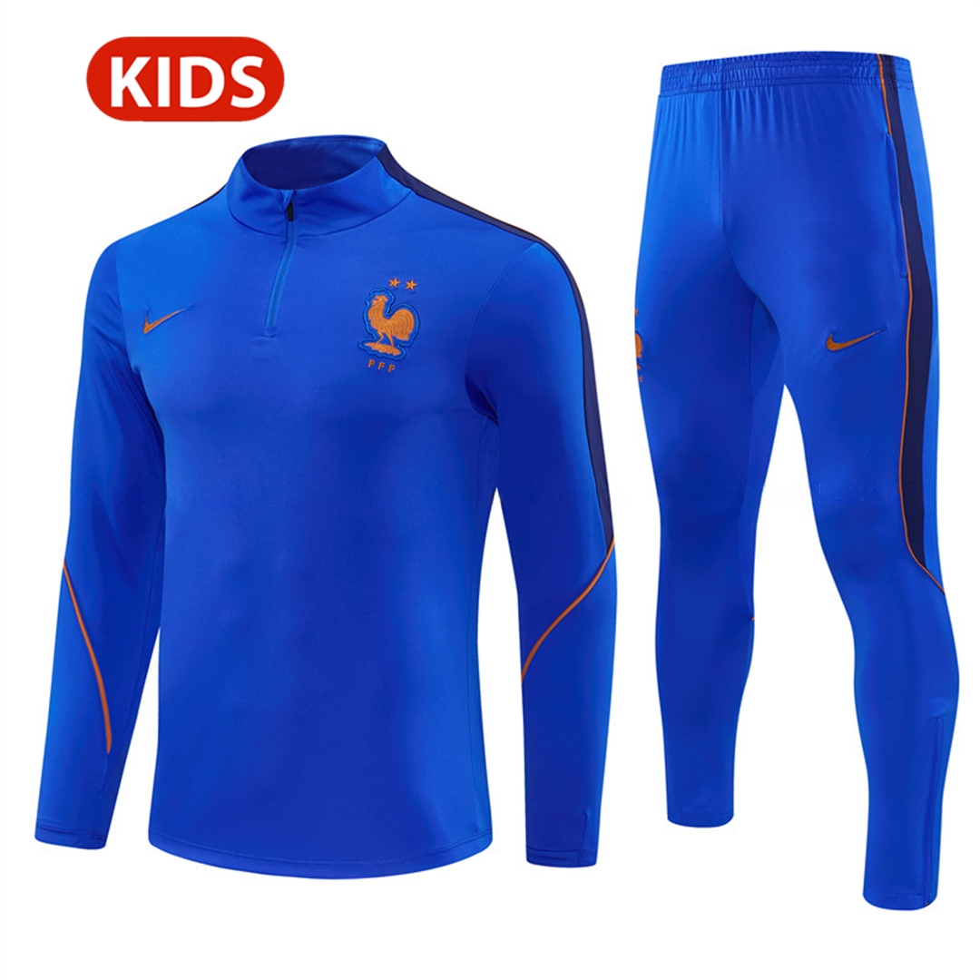 France 2026 Kids Long Sleeve Training Set - Royal Blue Top & Pants - JerseysGala