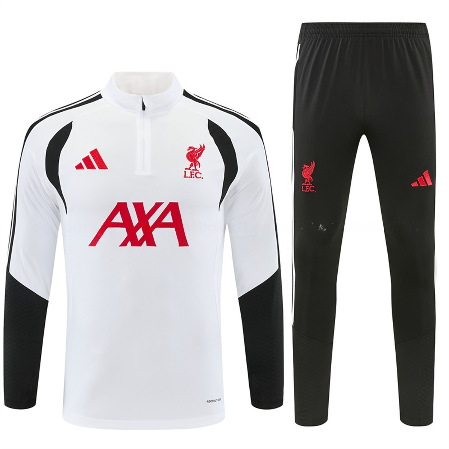 Liver.pool 26-27 Long Sleeve Training Set - White Top & Black Pants - JerseysGala