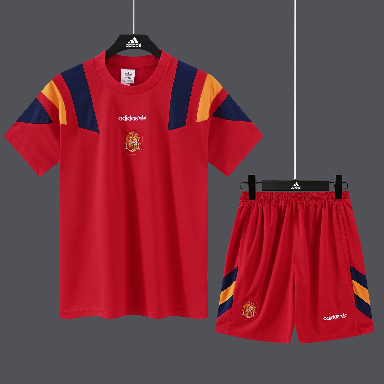 Spain 2026 Originals Trefoil Short-Sleeve Training Set - Red Top & Red Shorts - JerseysGala