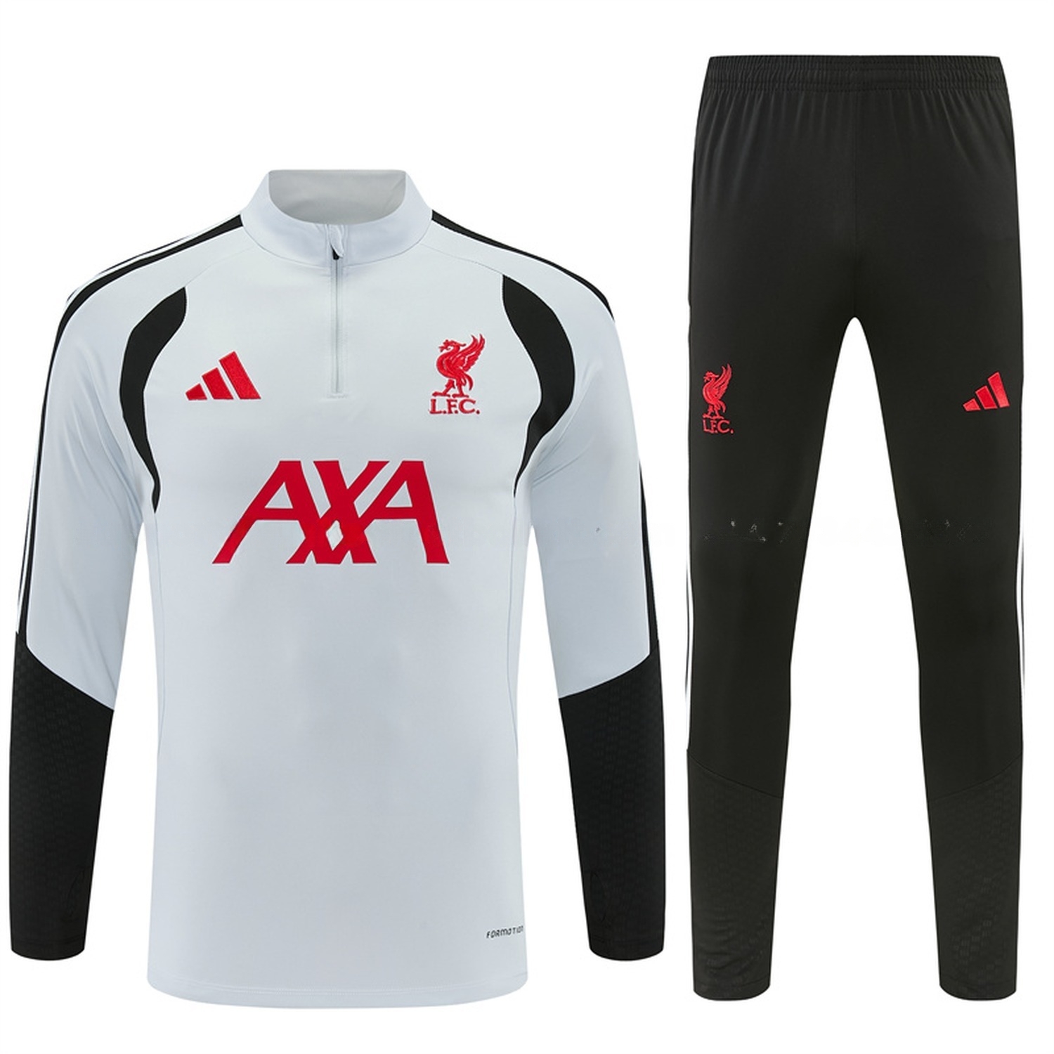 Liver.pool 26-27 Long Sleeve Training Set - Light Grey Top & Black Pants - JerseysGala