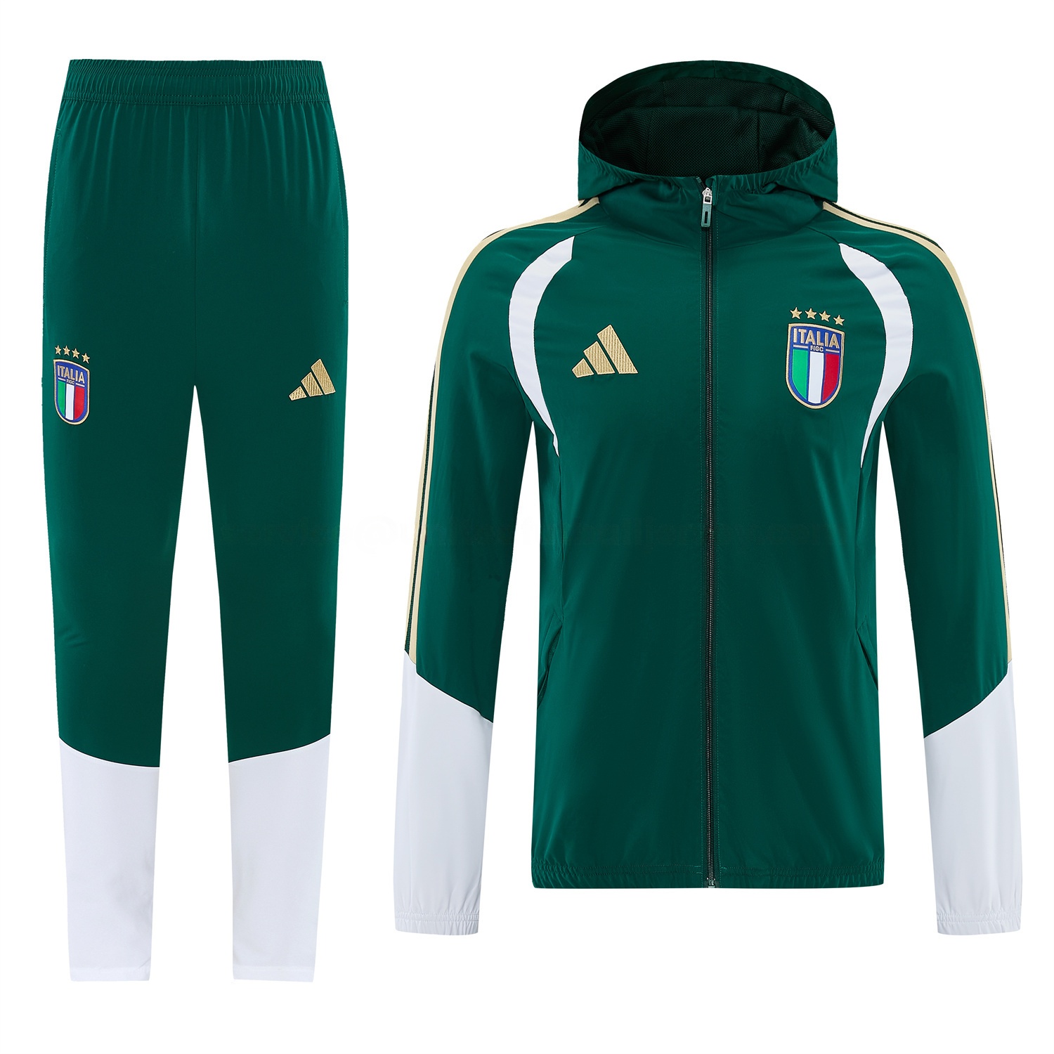 Italy 2026 Hooded Windbreaker Training Set - Green Top & Pants - JerseysGala