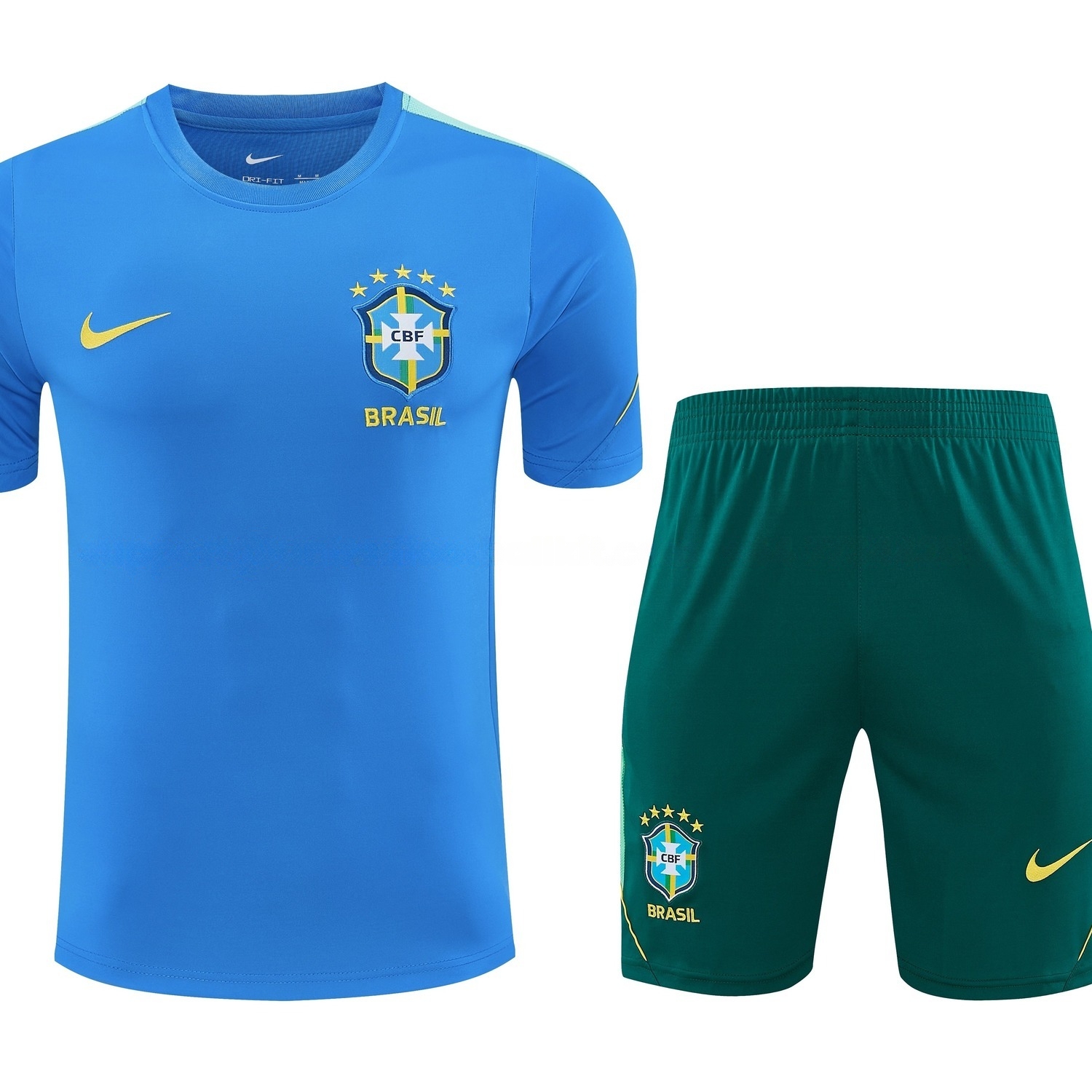 Brazil 2026 Short-Sleeve Training Set - Blue Top & Dark Green Shorts - JerseysGala