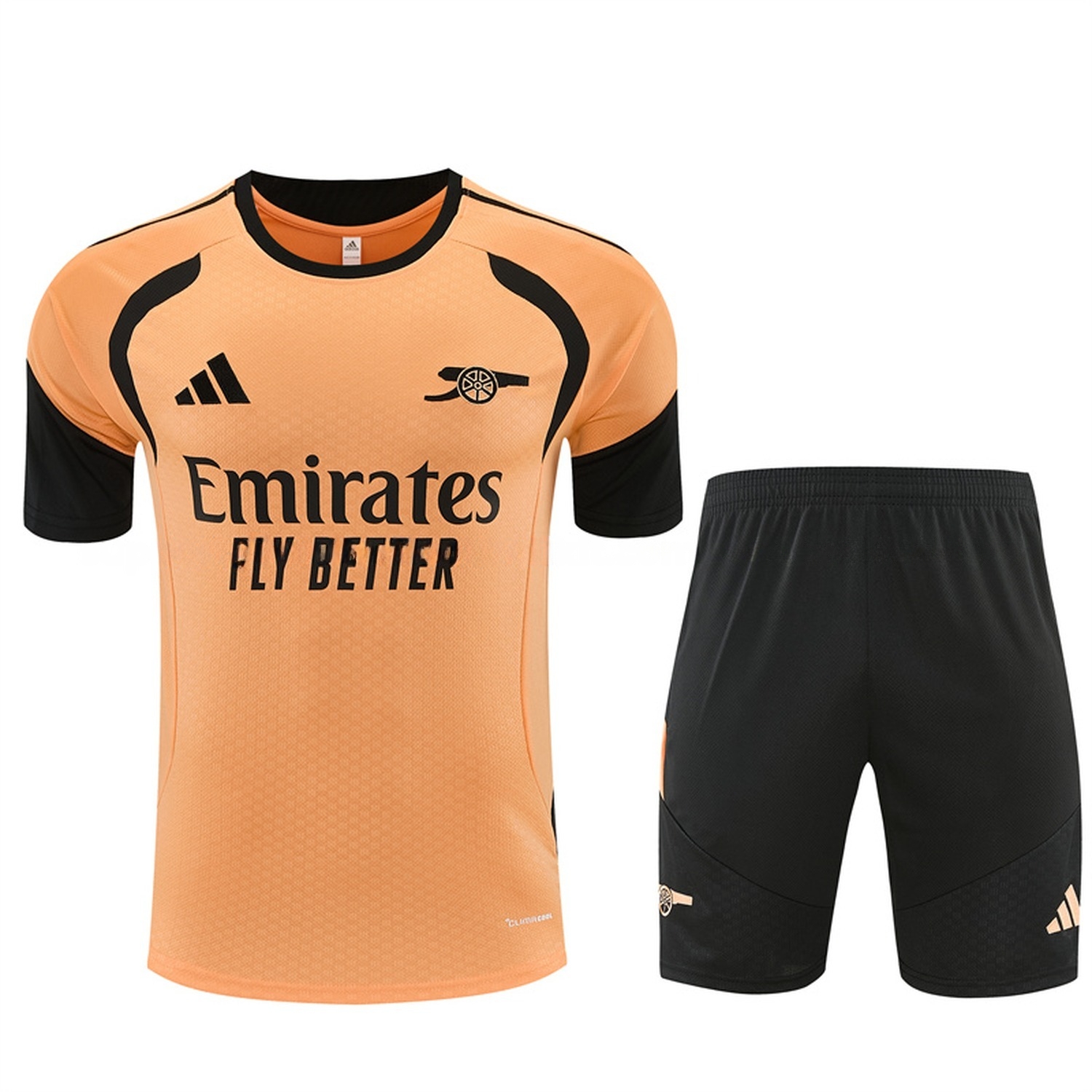 Arsenal 26-27 Short-Sleeve Training Set - Orange Top & Black Shorts - JerseysGala