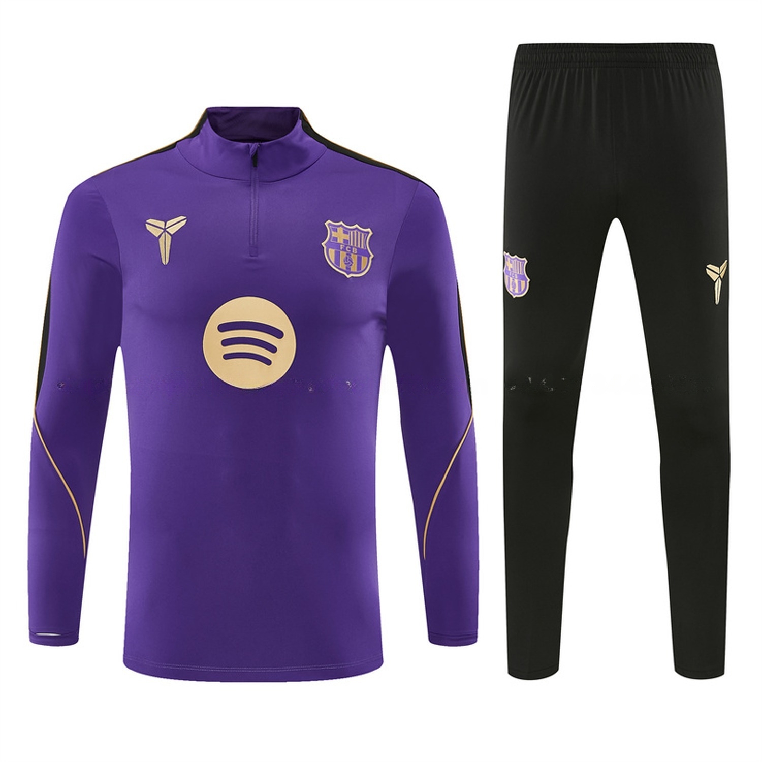 Barcelona 26-27 Long Sleeve Training Set - Purple Top & Black Pants - JerseysGala