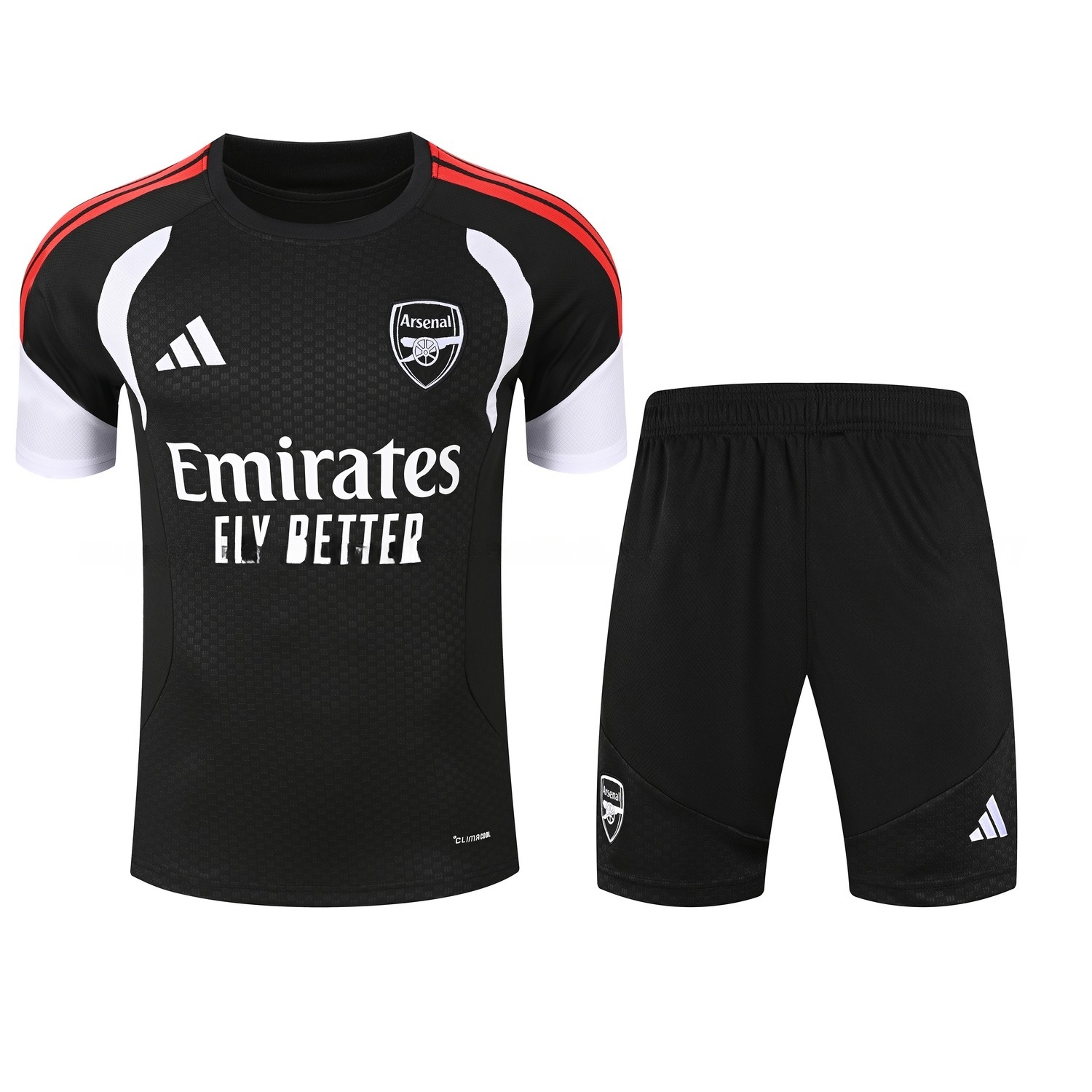 Arsenal 26-27 Short-Sleeve Training Set - Black With White Top & Black Shorts - JerseysGala