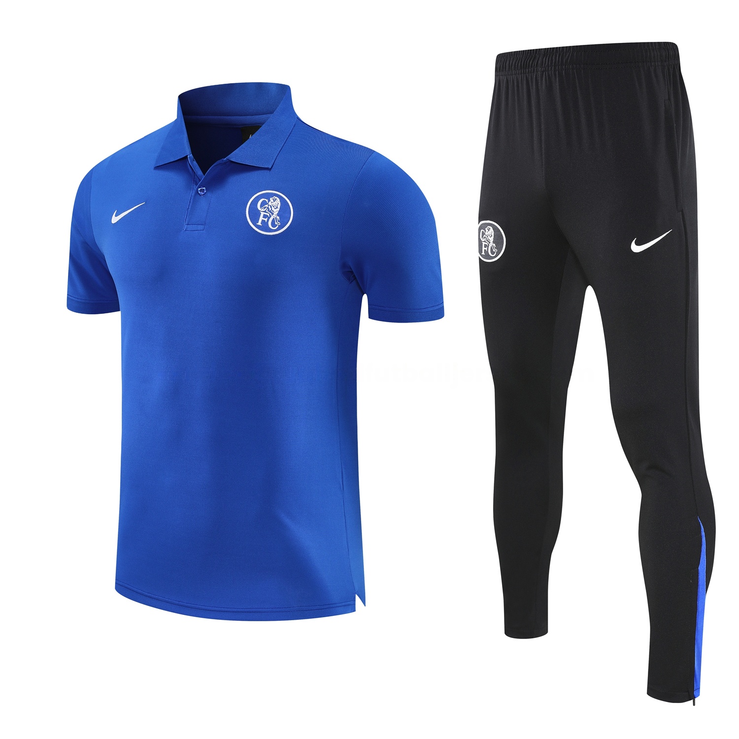 C.H.E.L.S.E.A 25-26 POLO Short-Sleeve Training Set - Blue Top and Black Pants - JerseysGala