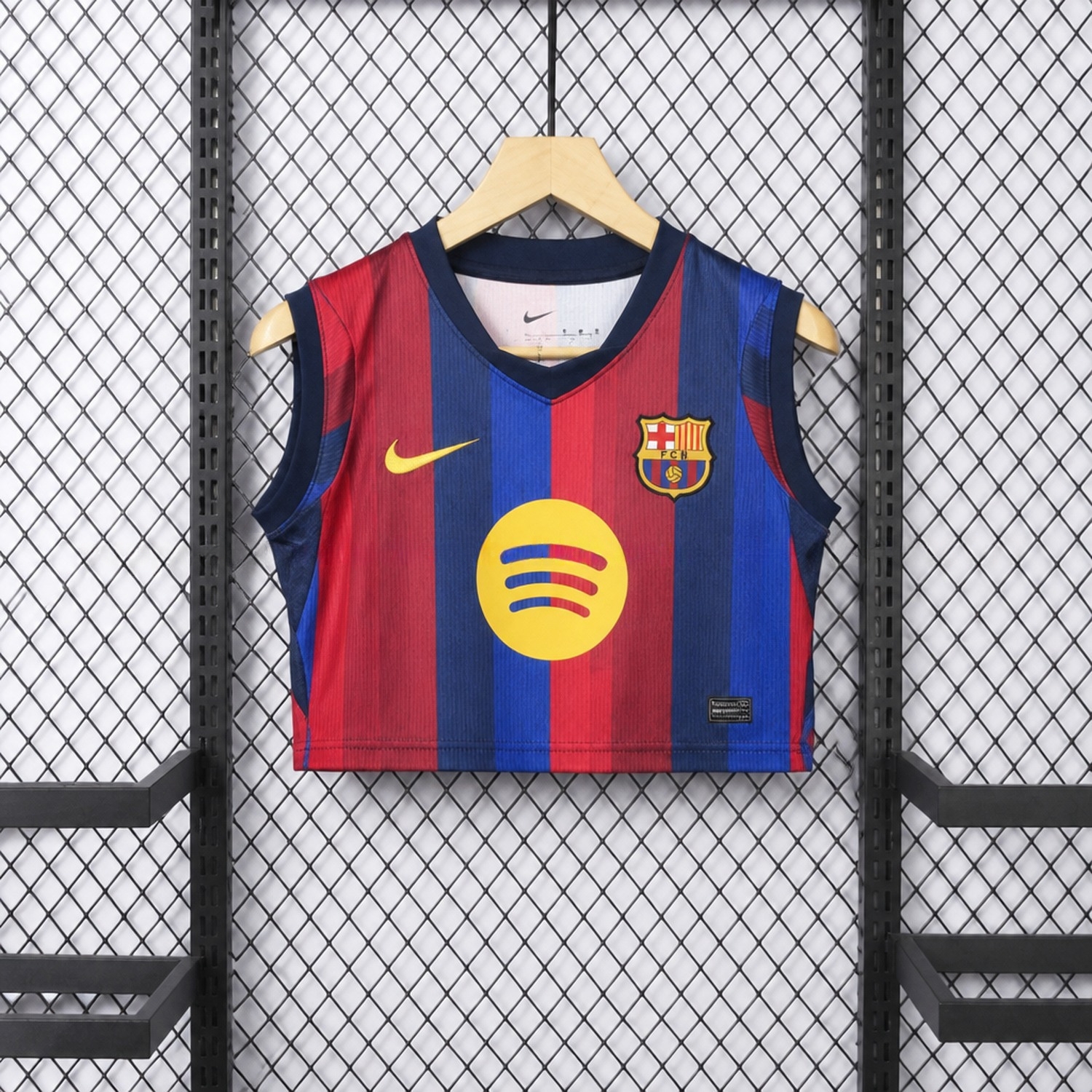 Women's Barcelona 26-27 Home Cropped Sleeveless Jersey - Fans Version - JerseysGala