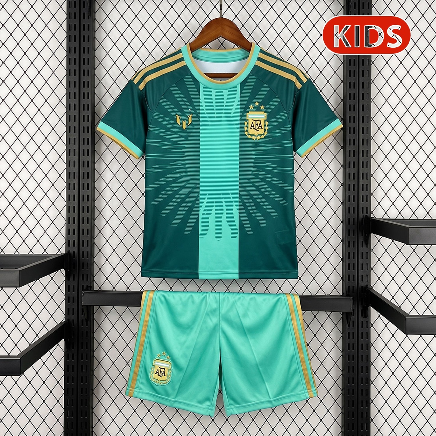 Argentina 2026 MESSI Tribute Green Goalkeeper Kids Kit - JerseysGala