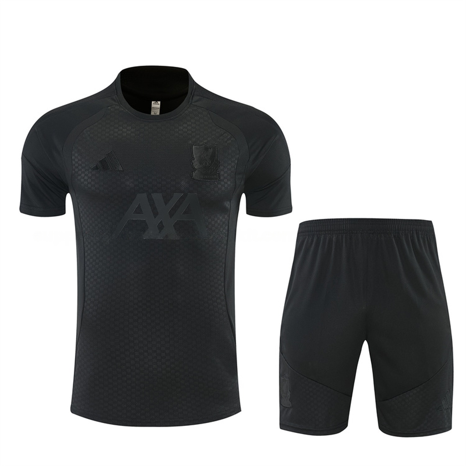 Liver.pool 26-27 Short-Sleeve Training Set - Pure Black Top & Black Shorts - JerseysGala