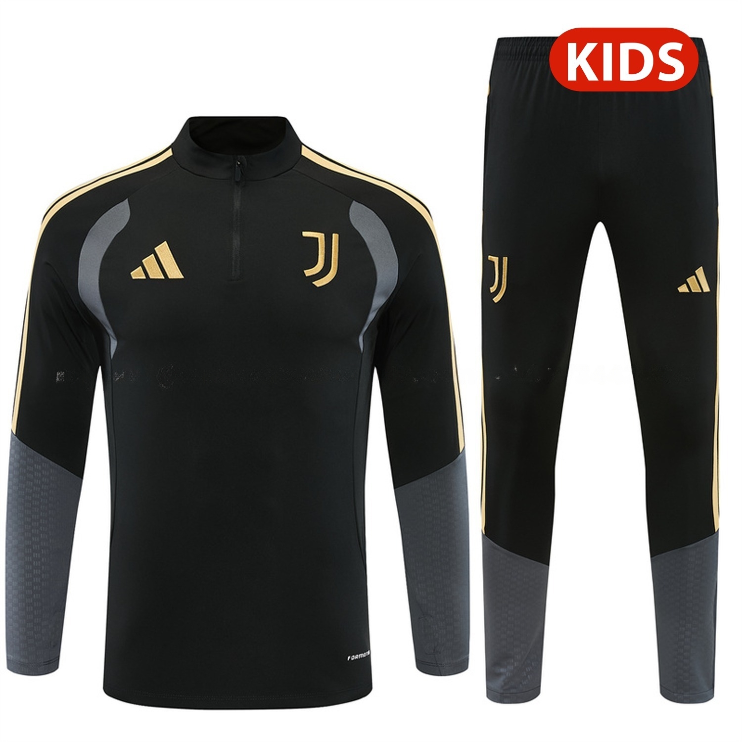 Juventus 26-27 Kids Long Sleeve Training Set - Black Top & Black Pants - JerseysGala