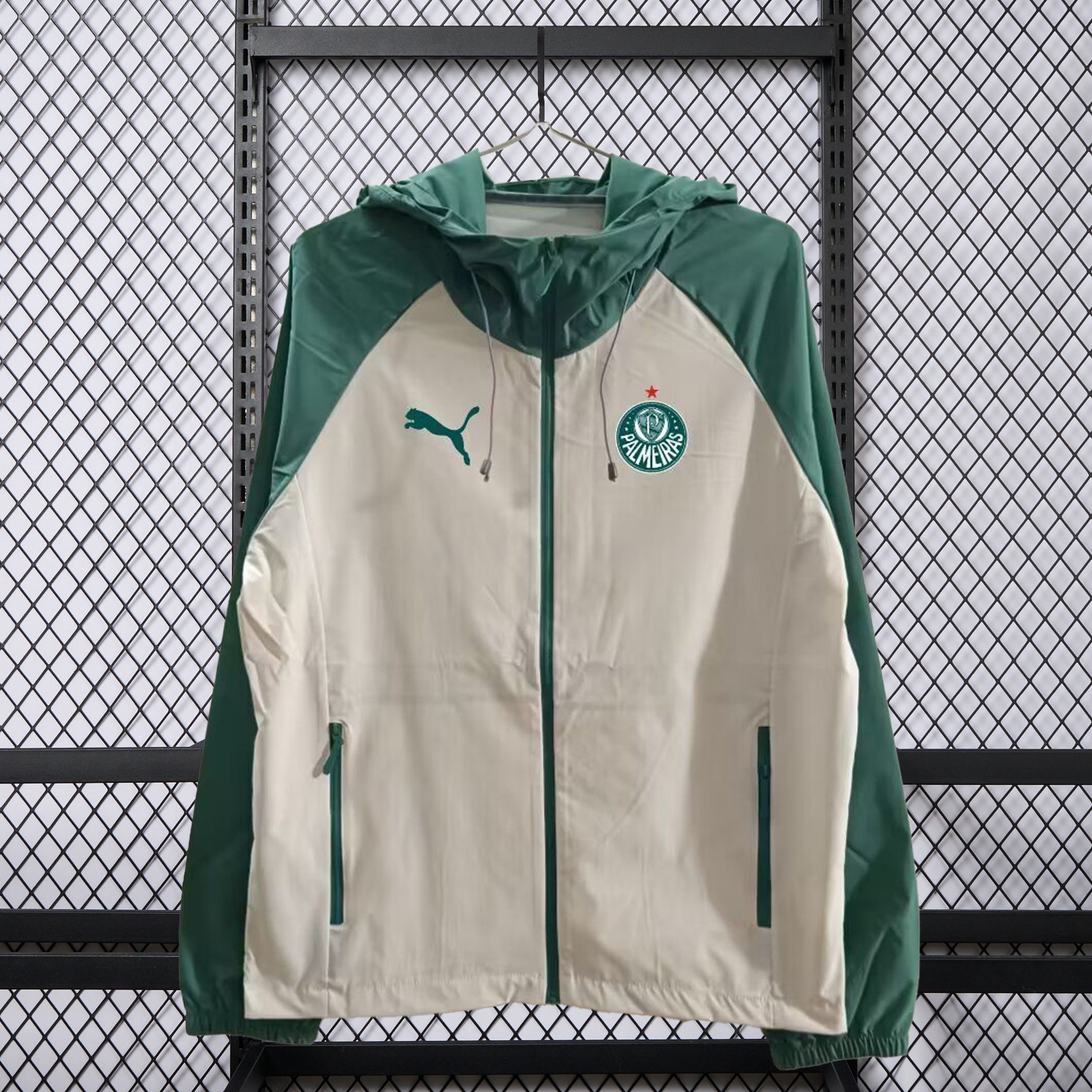 Palmeiras 25-26 Training Windbreaker Jacket - Grey With Green - JerseysGala