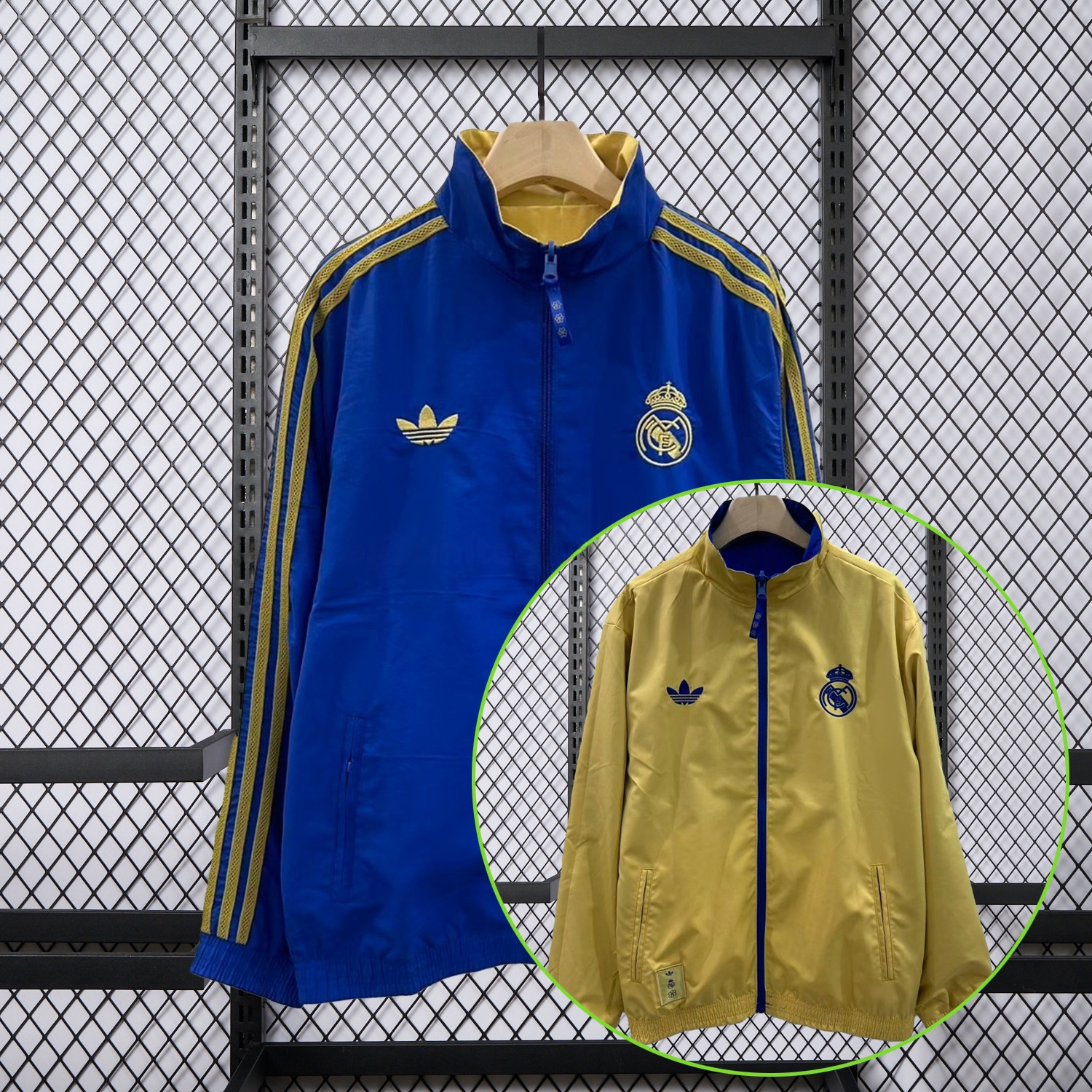 Real Madrid 25-26 Cultural Story Chinese Lucky Double Sided Windbreaker Jacket - Blue - JerseysGala