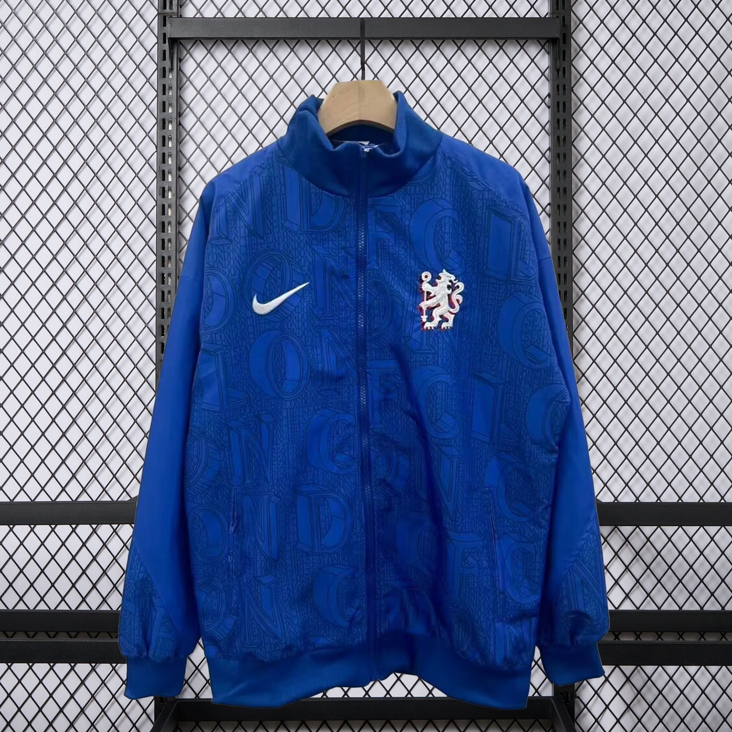 C.H.E.L.S.E.A 25-26 Subtle Letter Pattern Windbreaker Jacket - Blue - JerseysGala