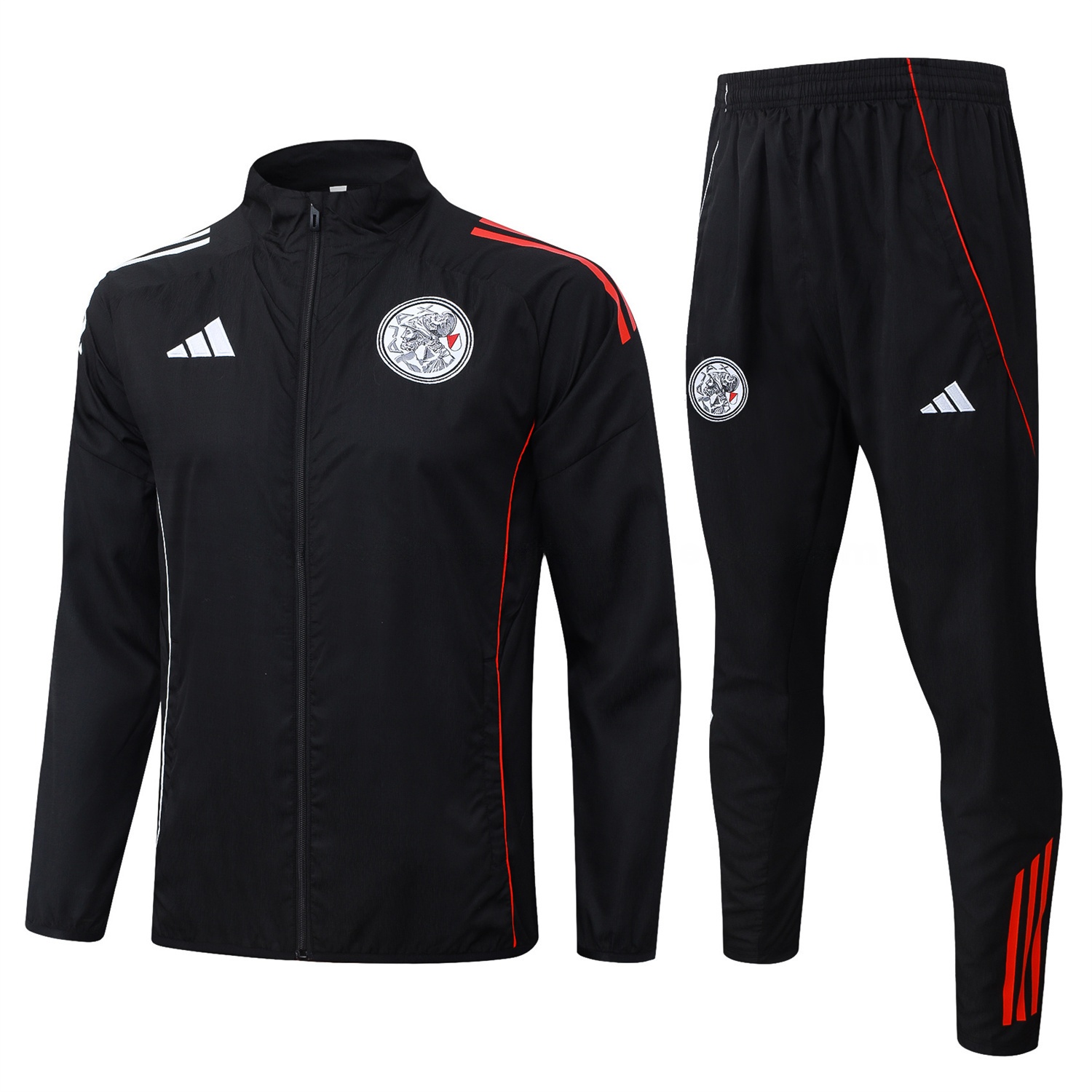 Ajax 25-26 Windbreaker Training Set - Black Top and Pants - JerseysGala