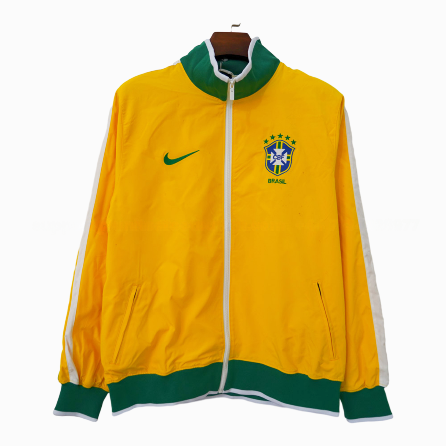 Retro Brazil 2010-11 Home Windbreaker Jacket - Yellow Green - JerseysGala